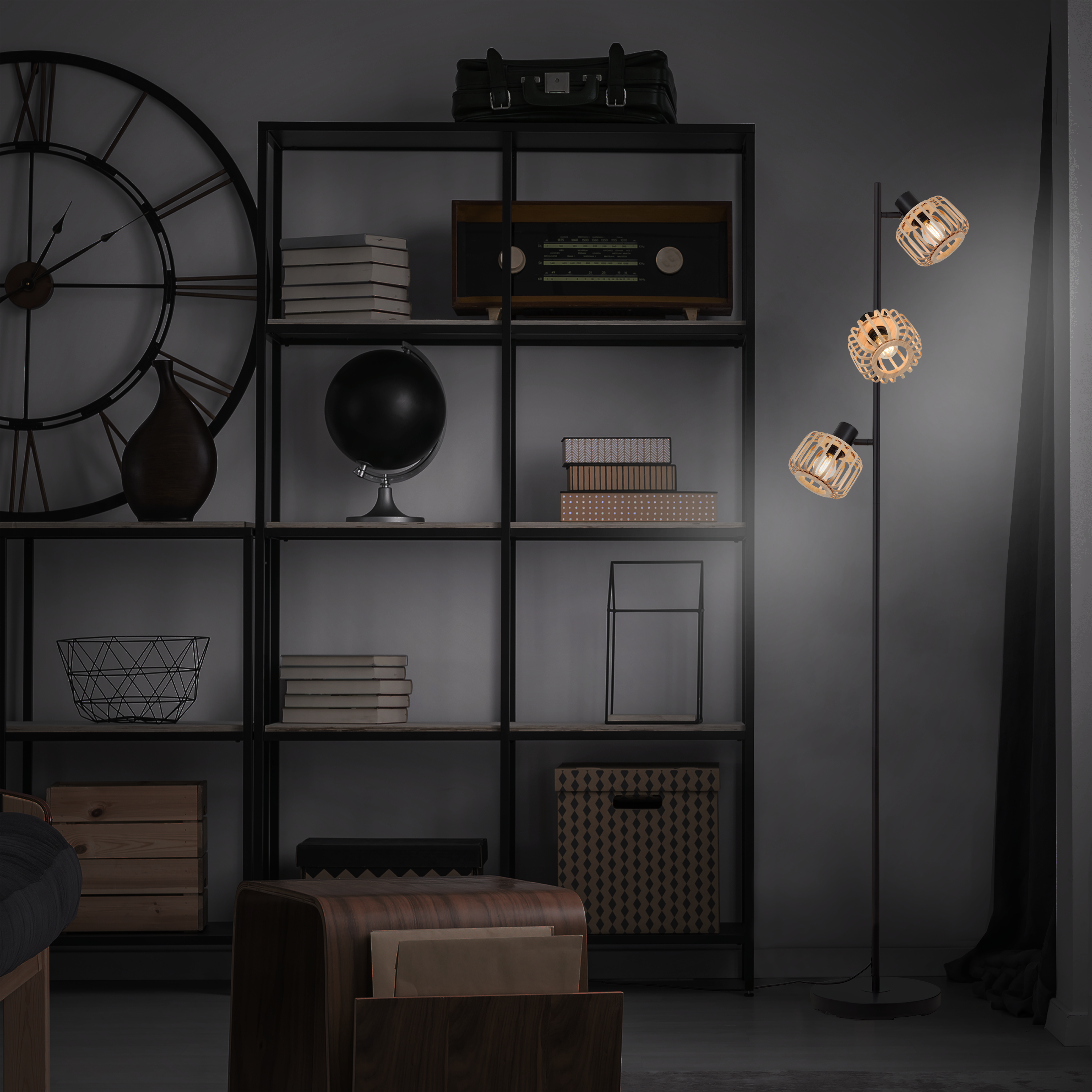 Lampa podłogowa Pecan czarno-beżowa 3 x E14 Inspire - 12