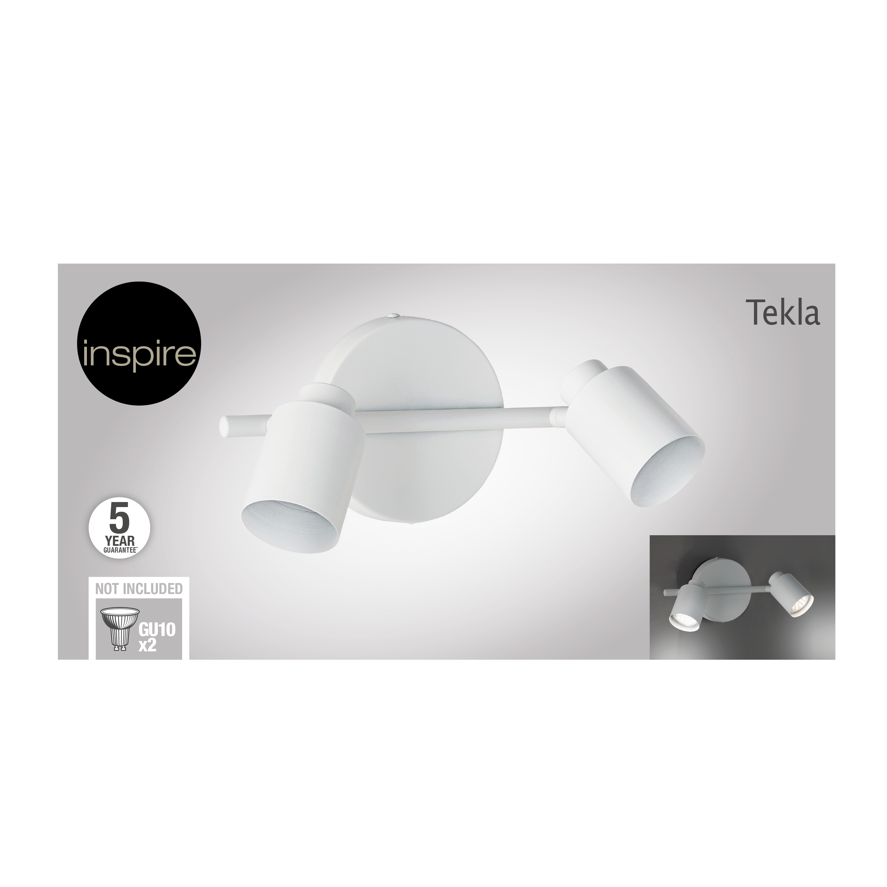 Rampe 2 spots Tekla, produit sans abat-jour blanc, GU10, INSPIRE - 14