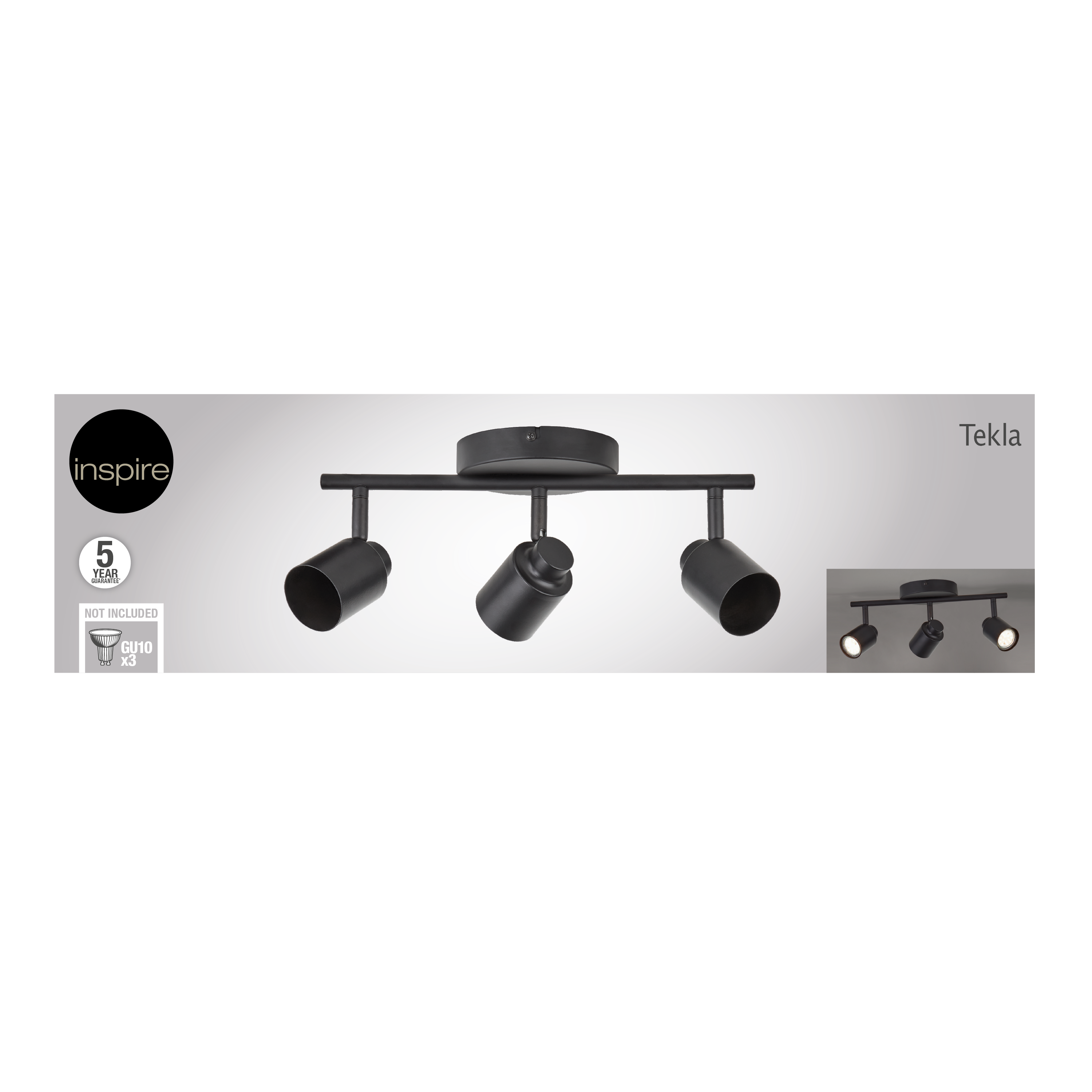 Listwa reflektorowa Tekla czarna 3 x GU10 Inspire - 7