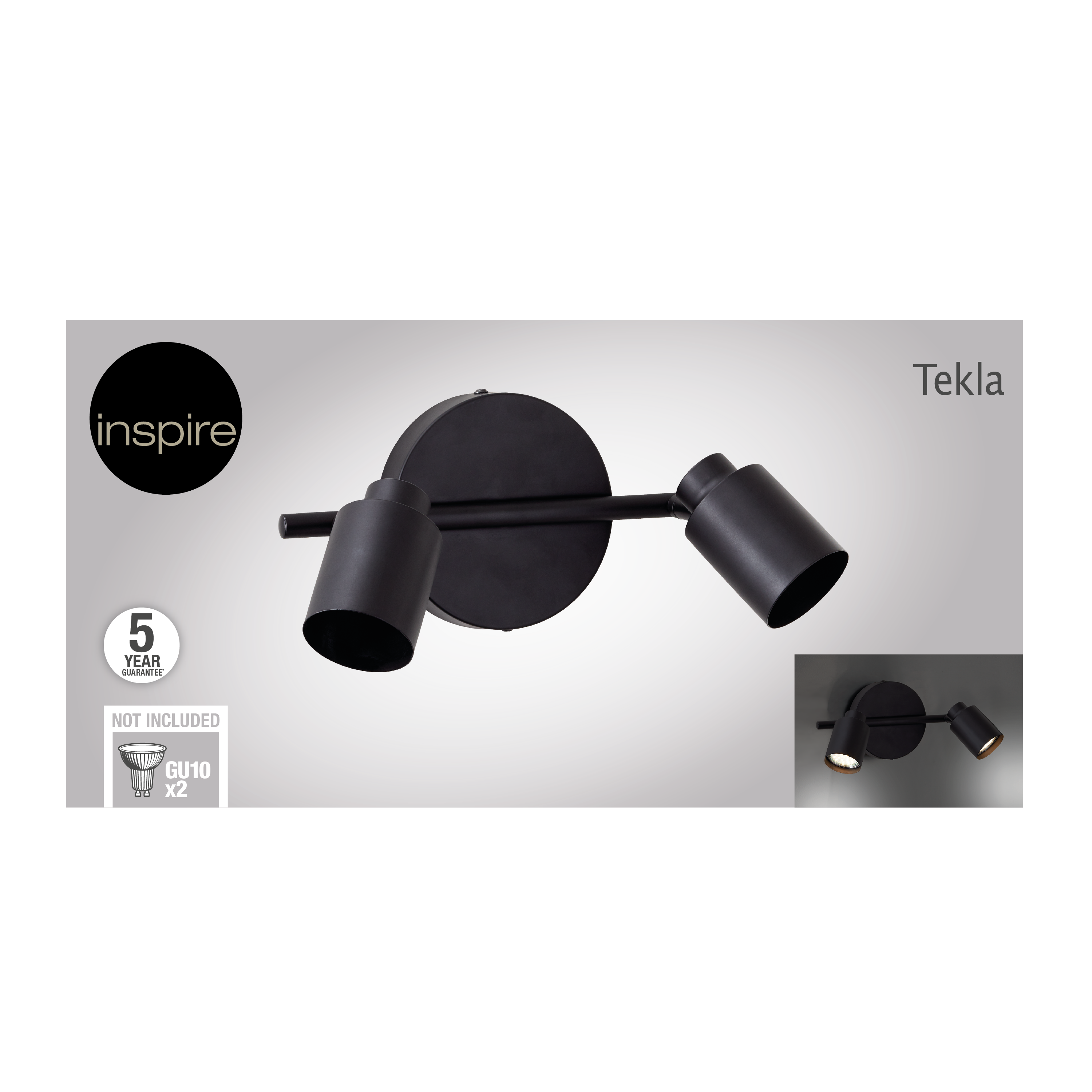 Listwa reflektorowa Tekla czarna 2 x GU10 Inspire - 8