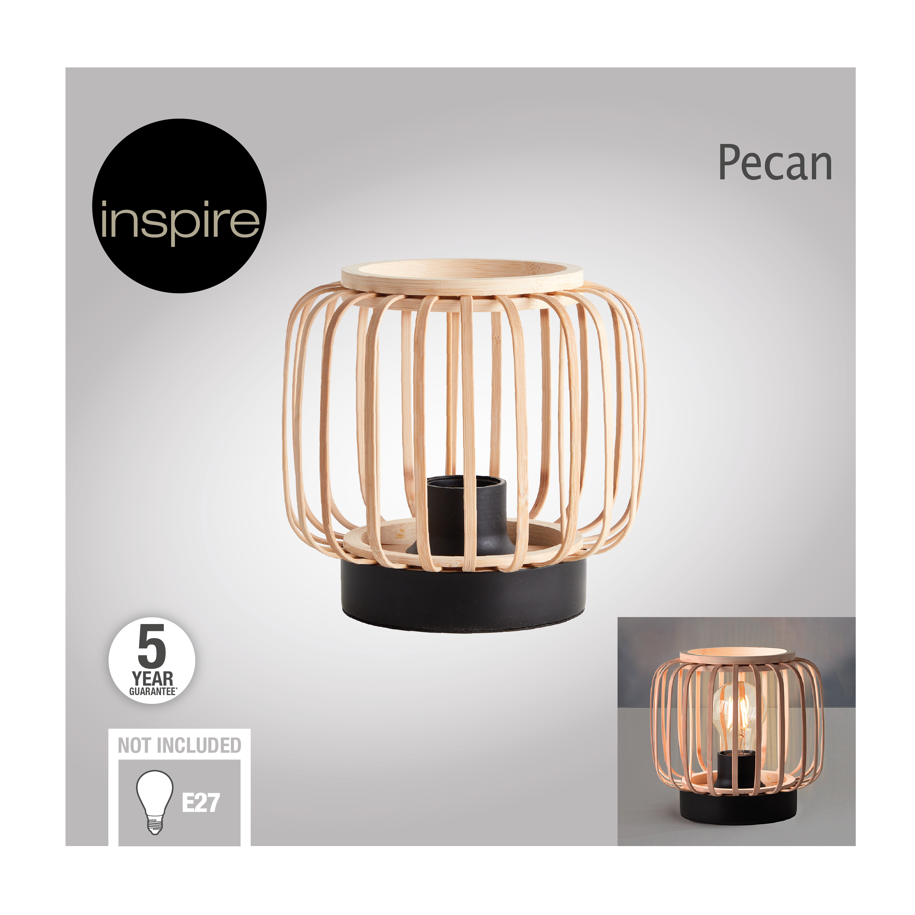 Lampa stołowa Pecan czarno-beżowa E27 Inspire - 20