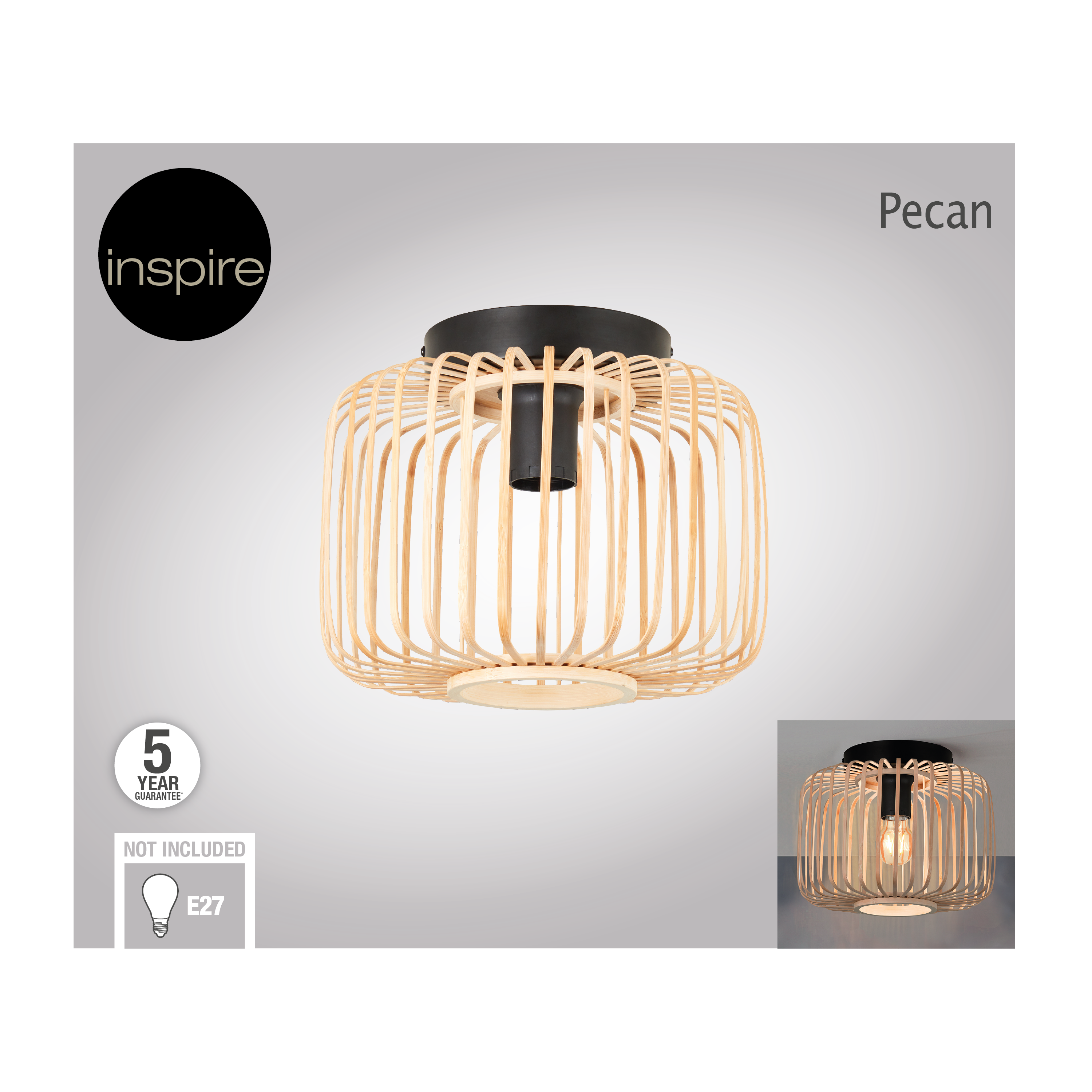 Lampa sufitowa Pecan czarno-beżowa E27 Inspire - 13