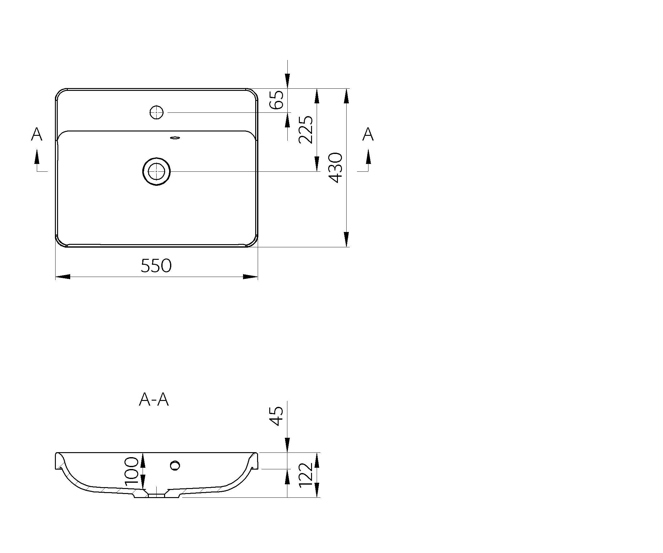 Vasque semi-encastrée résine rectangulaire Mary l.55 x P.43 cm blanc brillant - 6