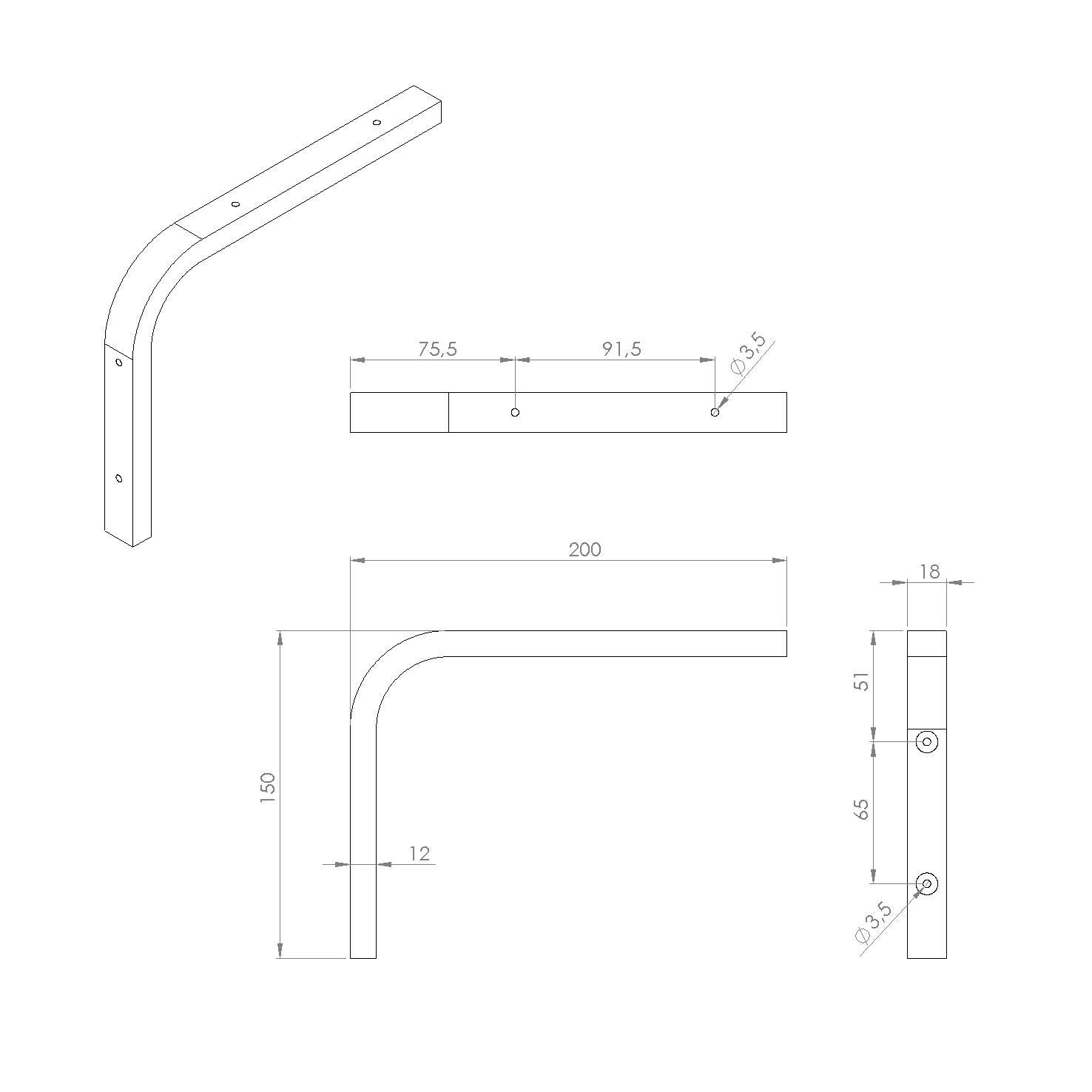 Equerre Multiplis bois brut naturel, H.15 x P.20 cm - 7