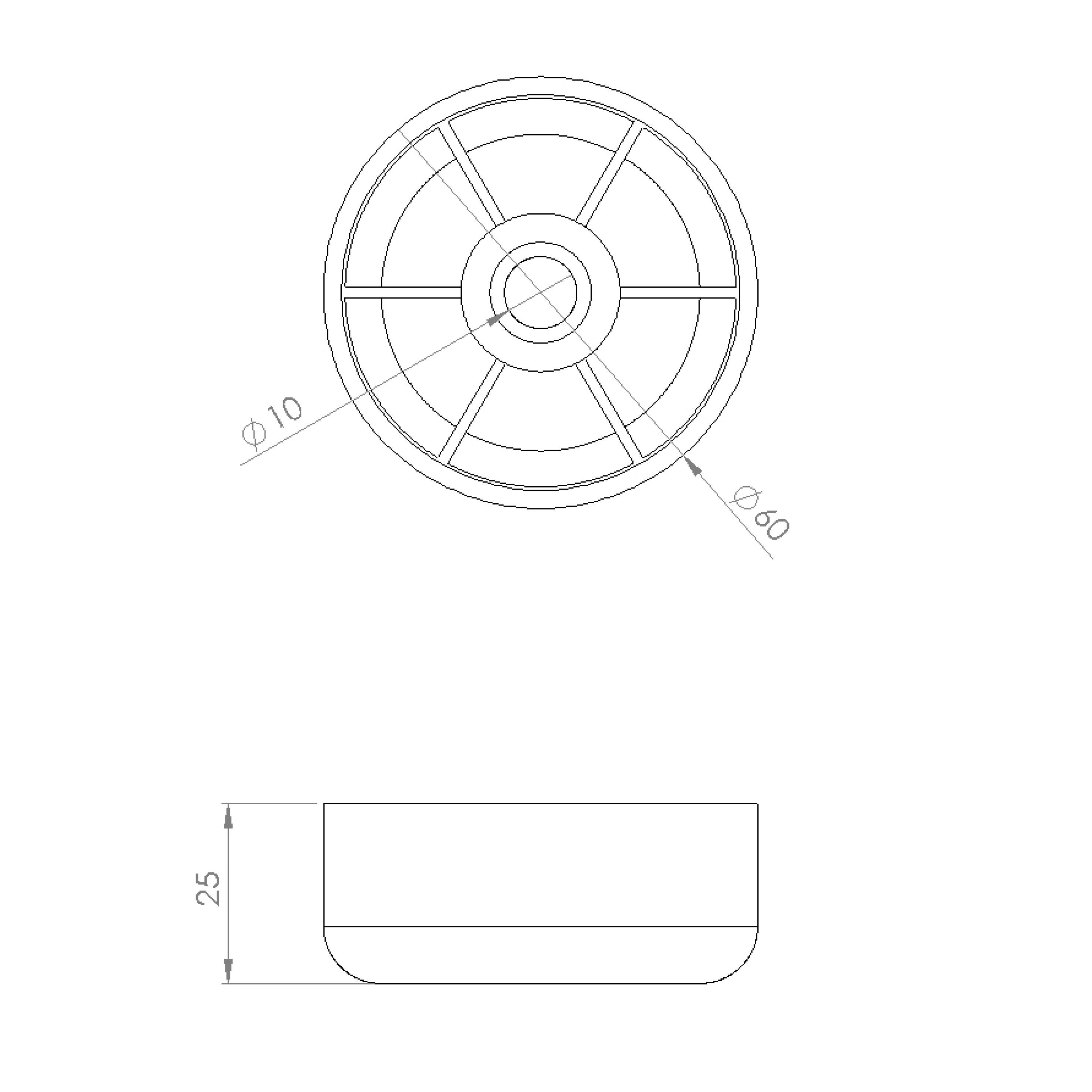 Pied plastique à visser, Diam.60 x H.25 mm - 3