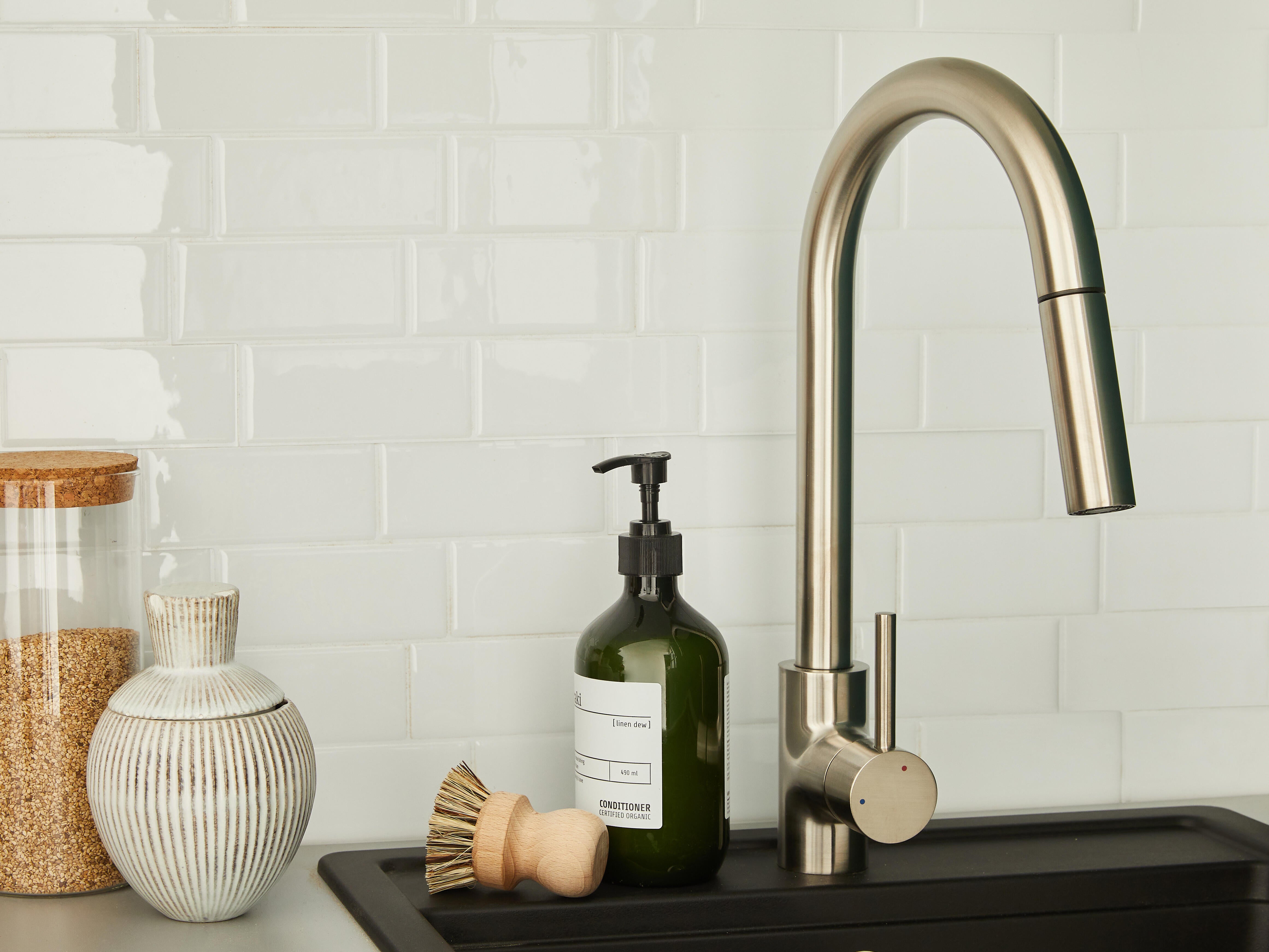 Mitigeur de cuisine avec douchette DELINIA Lily nickel - 3