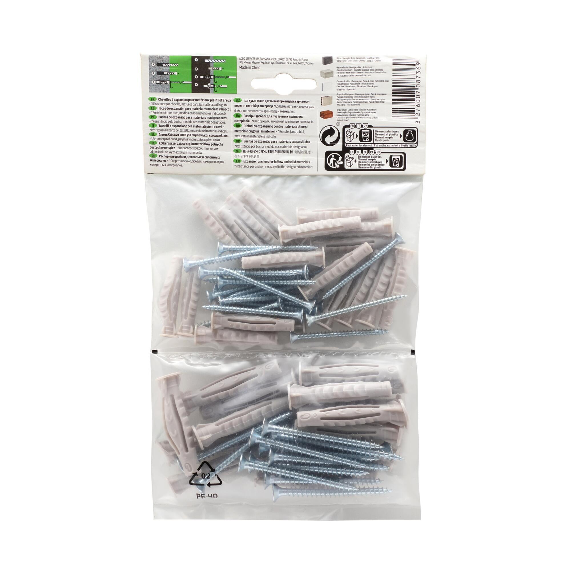 35 chevilles multi-matériaux avec vis STANDERS Diam. 6/8, L.40/50 mm - 7