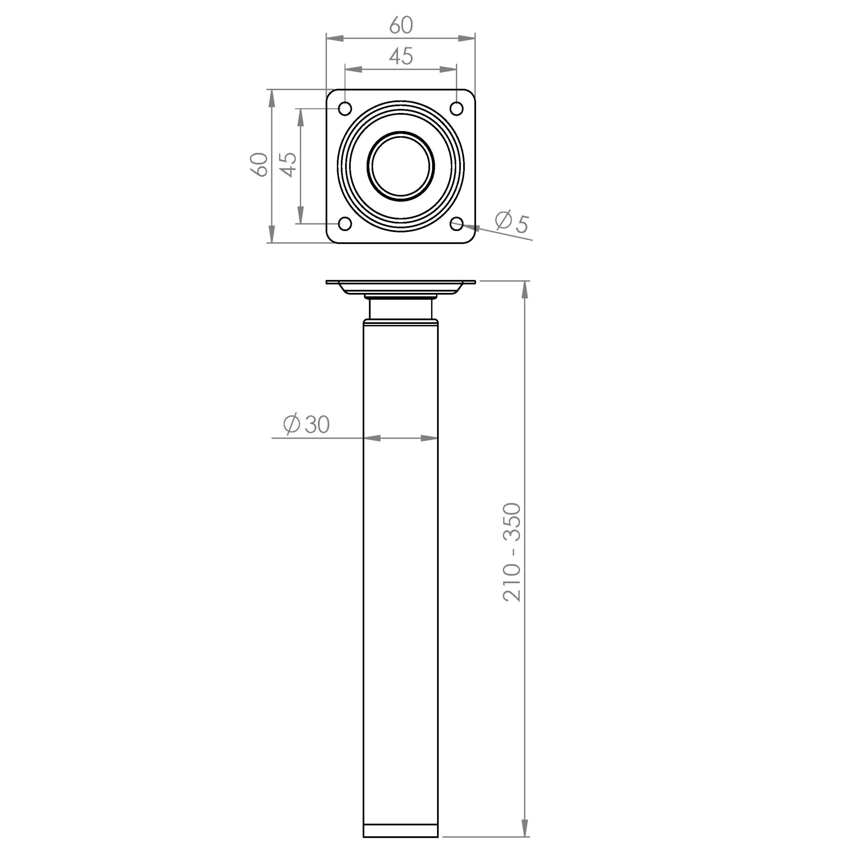 Pied de meuble cylindrique réglable CIME acier laiton Ht. max 35 x Diam.3 cm - 3