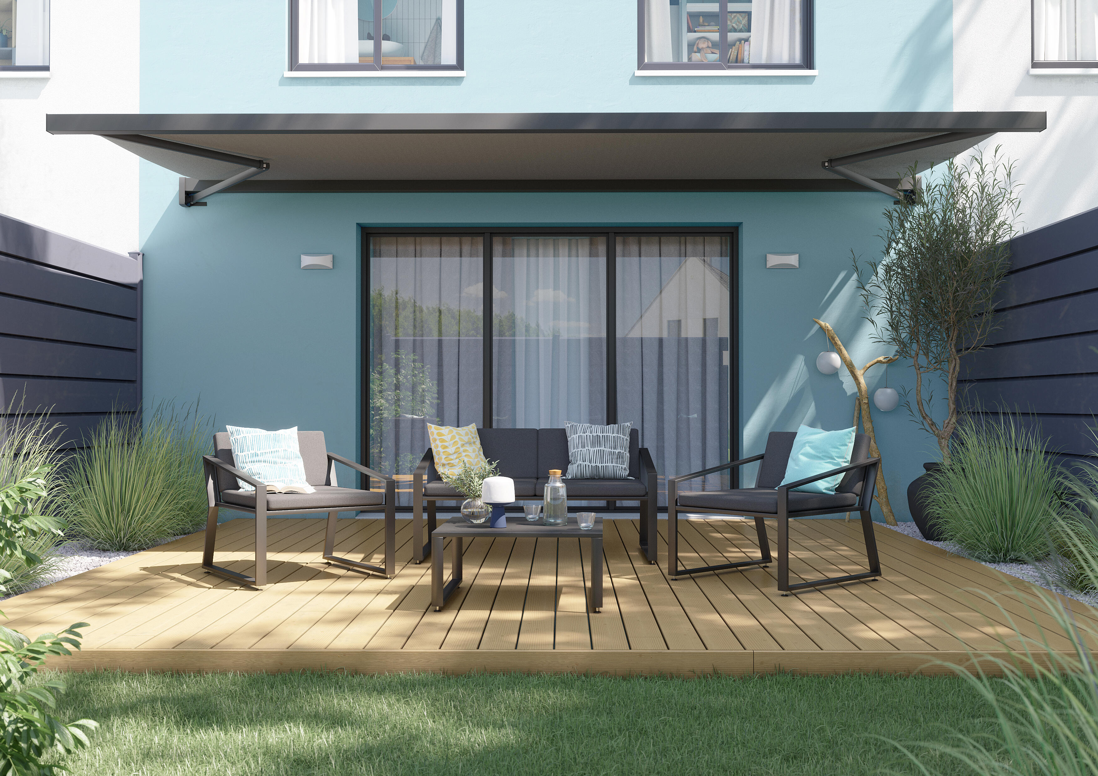 Salon de jardin Lyra gris NATERIAL, 4 personnes - 3