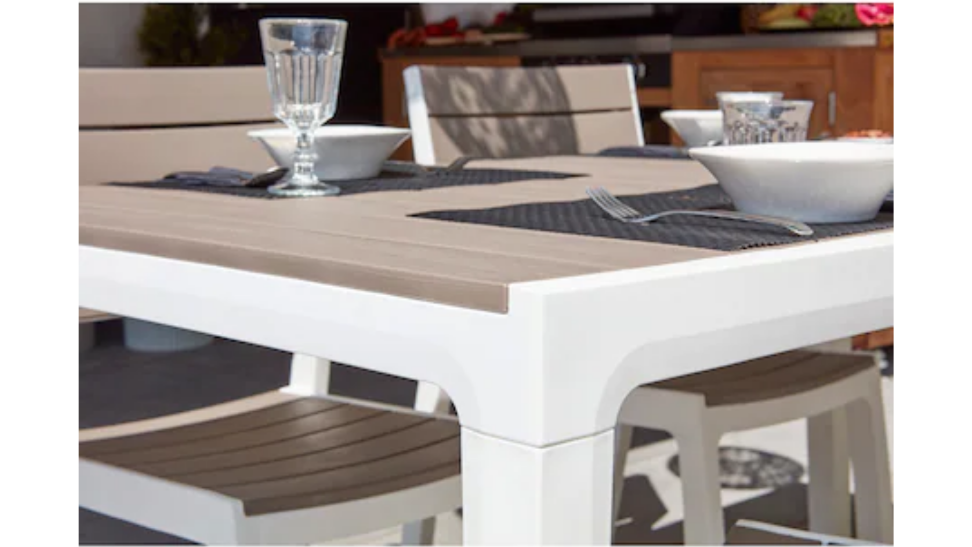 Tavolo da pranzo per giardino Harmony KETER struttura e superficie in resina marrone per 6 persone 160x90cm - 10