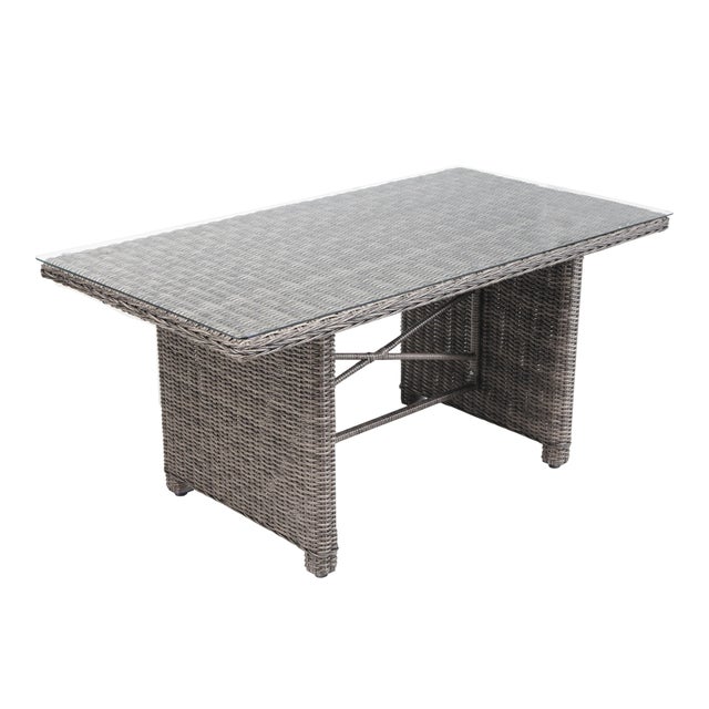 Tavolo da pranzo per giardino Medina NATERIAL in alluminio con piano in vetro marrone per 6 persone 150x80cm