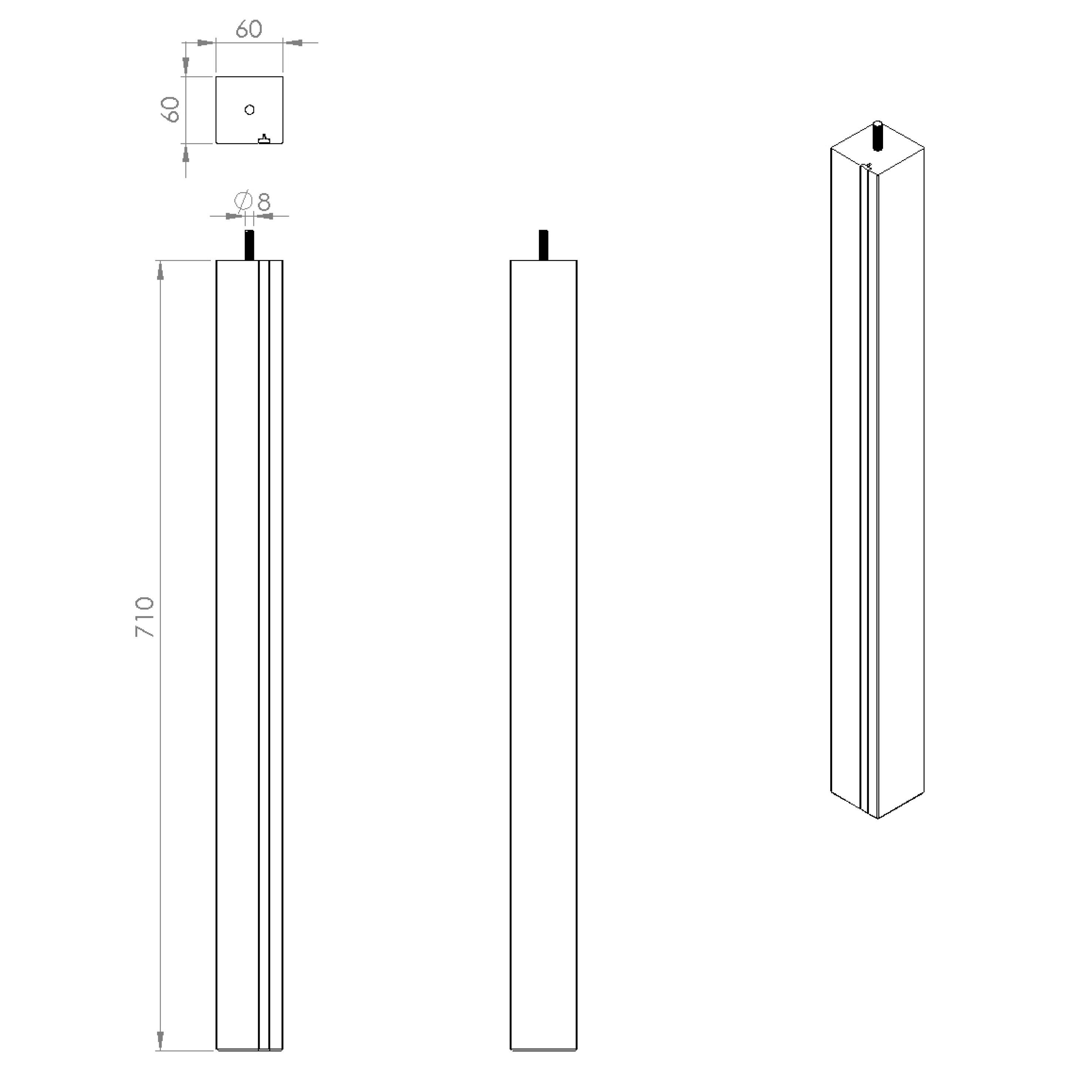 Pied table carré CIME fixe chêne teinté brun / marron - 2