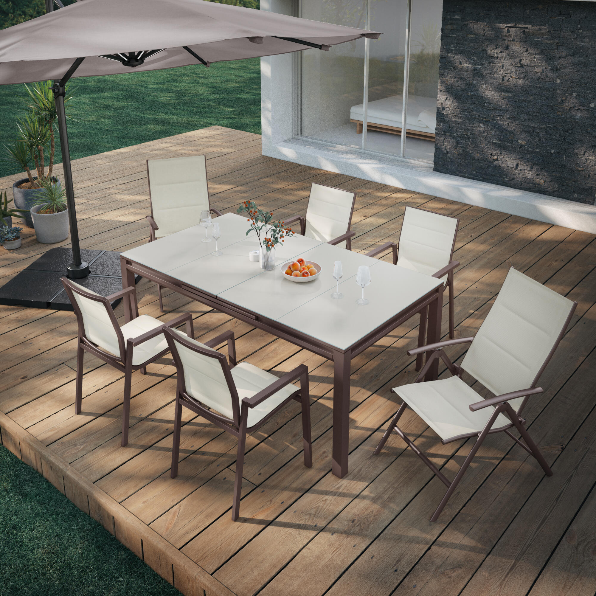 Mesa de alumínio NATERIAL ODYSSEA II EASY VIDRO 180/240X100CM MOKA - 16