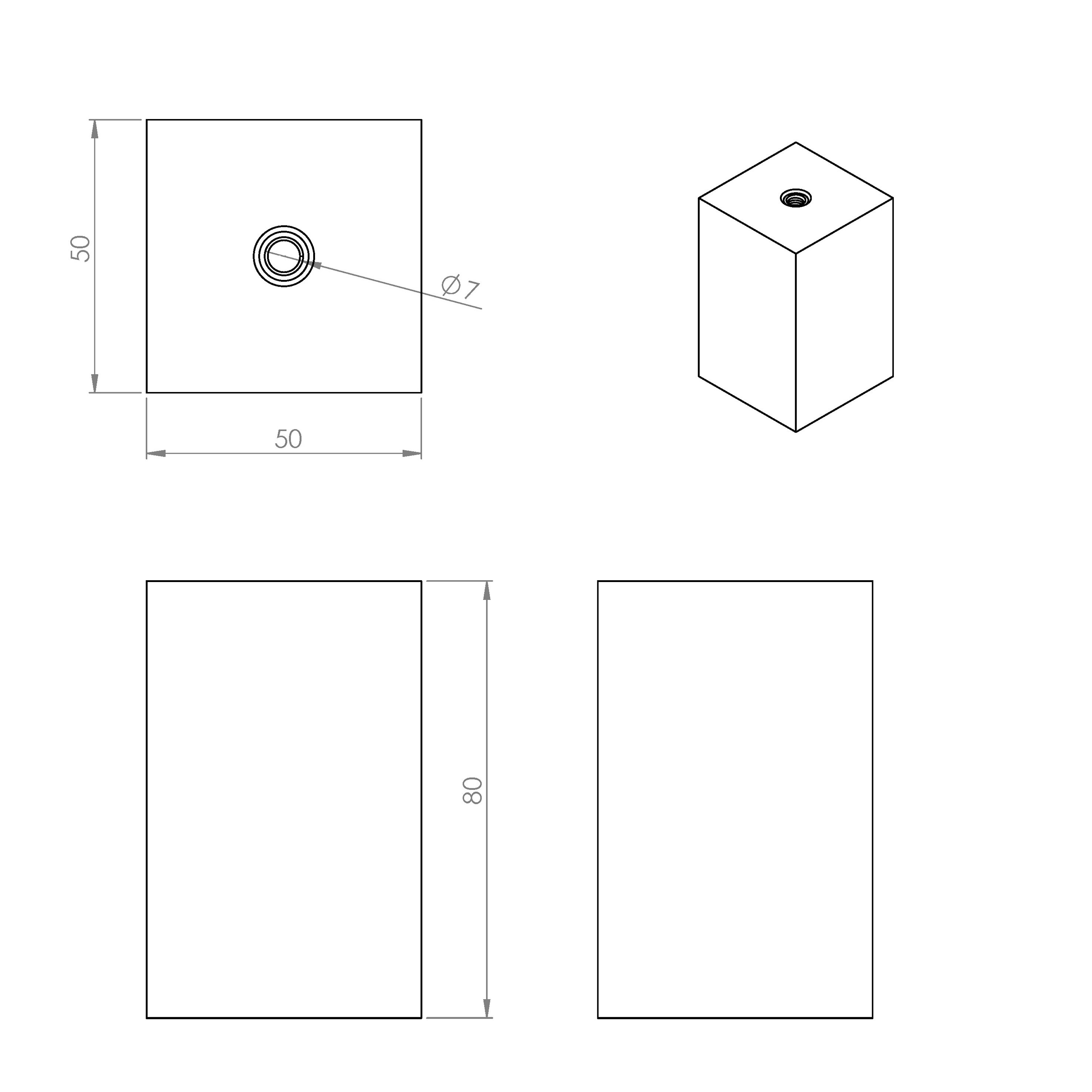 Pied de lit carré hêtre brut CIME, L.50 x l.50 mm x H.80 mm - 4
