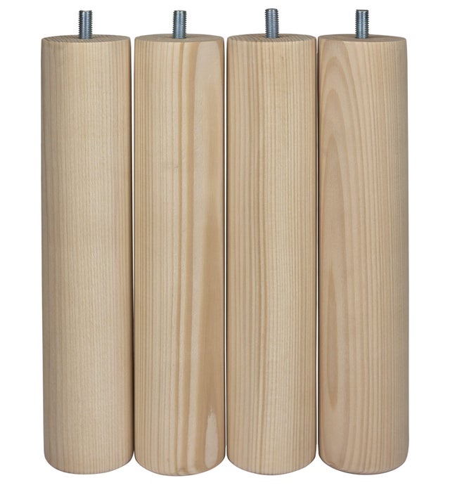 4 pieds de lit cylindriques hêtre brut CIME, ⌀5 cm x H.25 cm