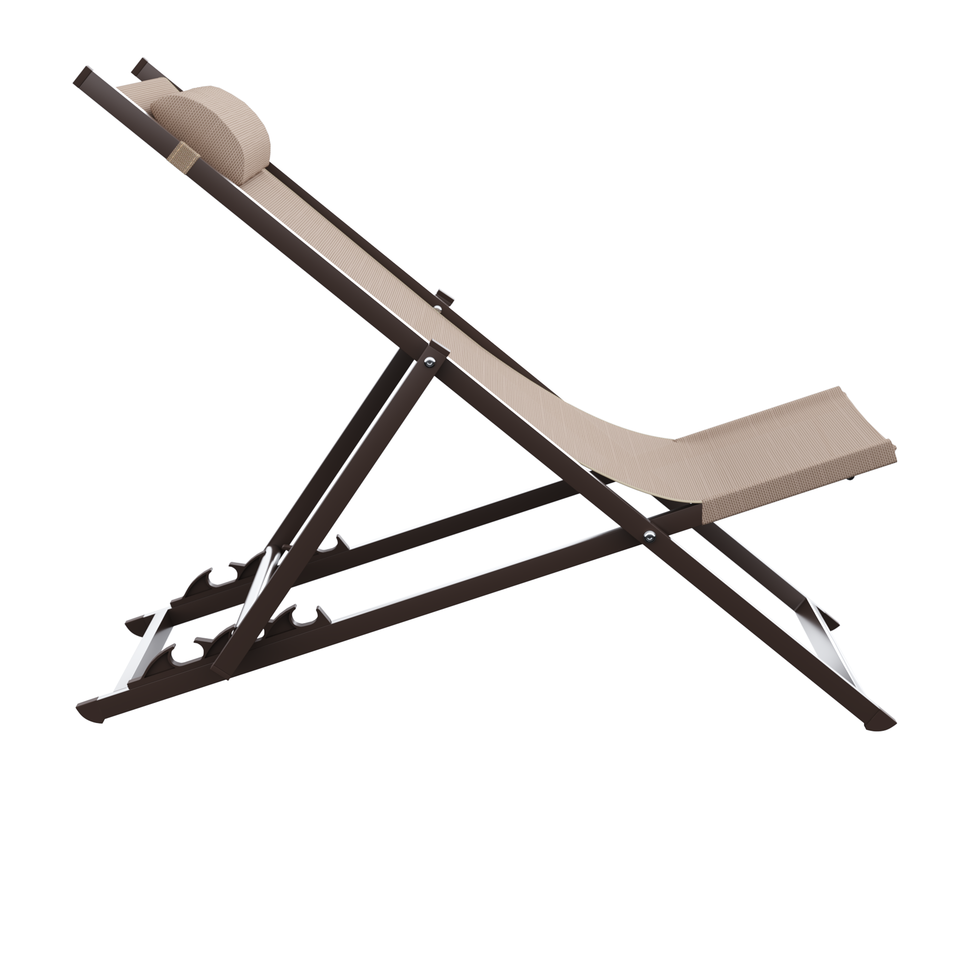 Sedia a sdraio da giardino in alluminio pieghevole Cruz NATERIAL, seduta in textilene marrone - 13