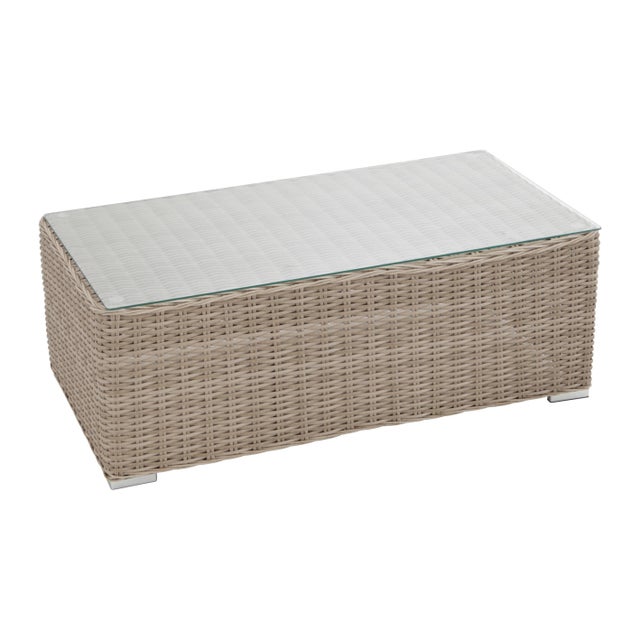 Tavolino da esterno Costa Rica NATERIAL in alluminio con piano in vetro traslucido per 4 persone 60x112cm