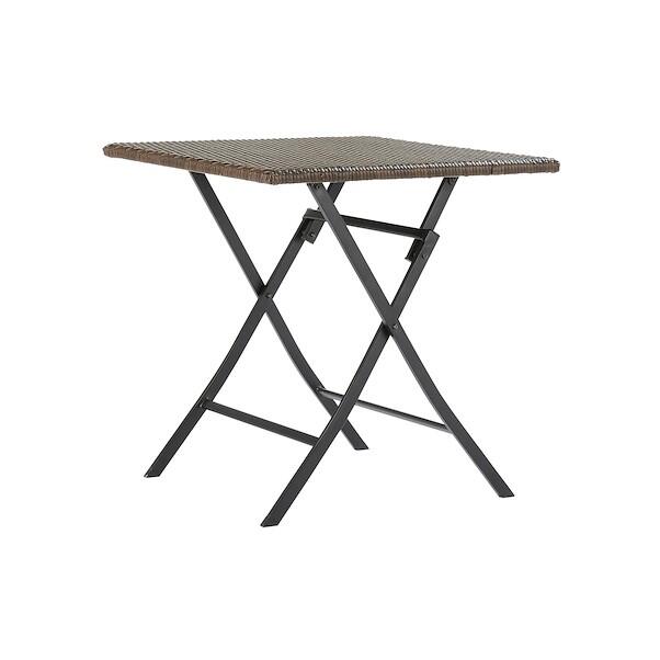Tavolo da pranzo per giardino pieghevole Zena in acciaio con piano in rattan sintetico marrone per 2 persone 70x70cm
