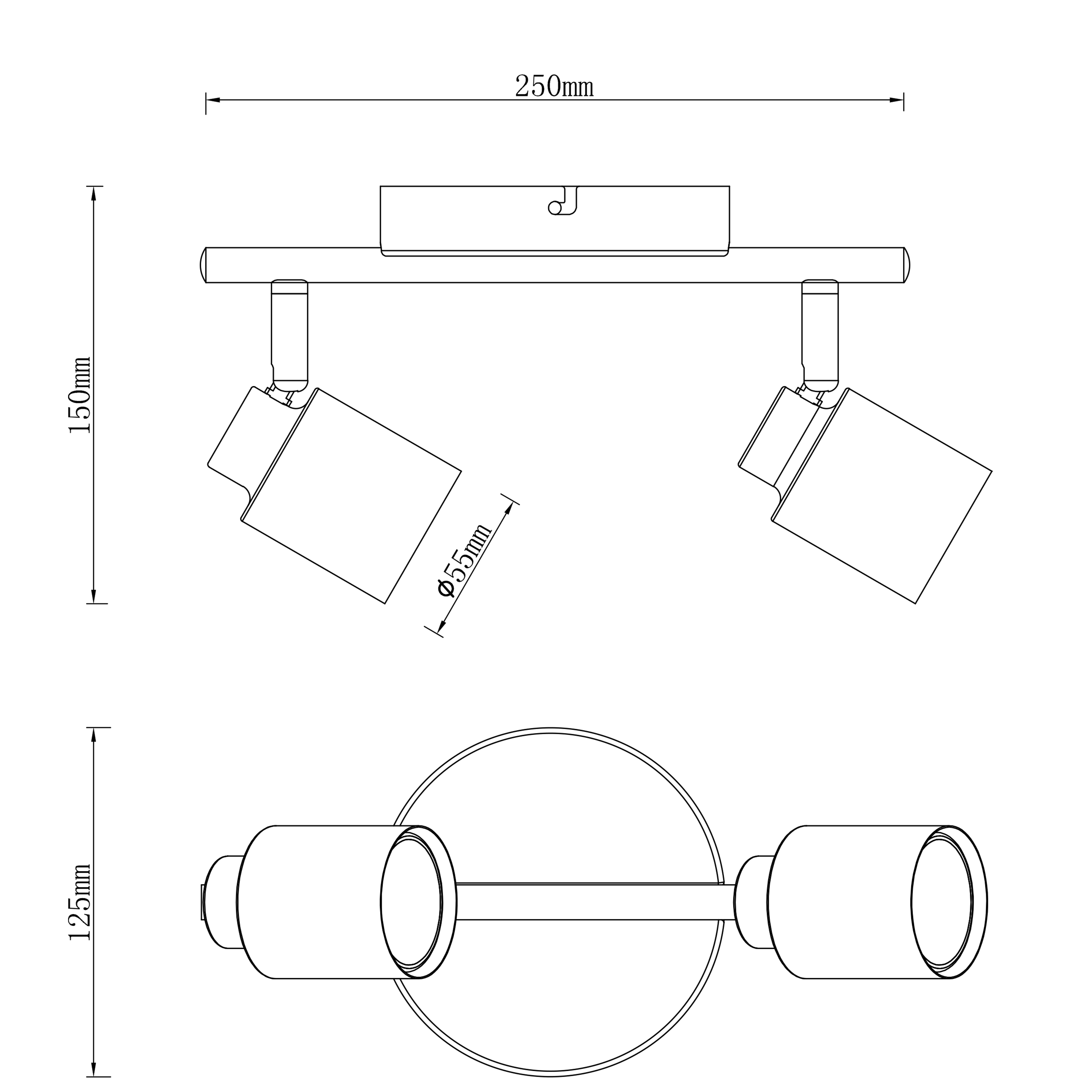 Rampe 2 spots Tekla, produit sans abat-jour blanc, GU10, INSPIRE - 7