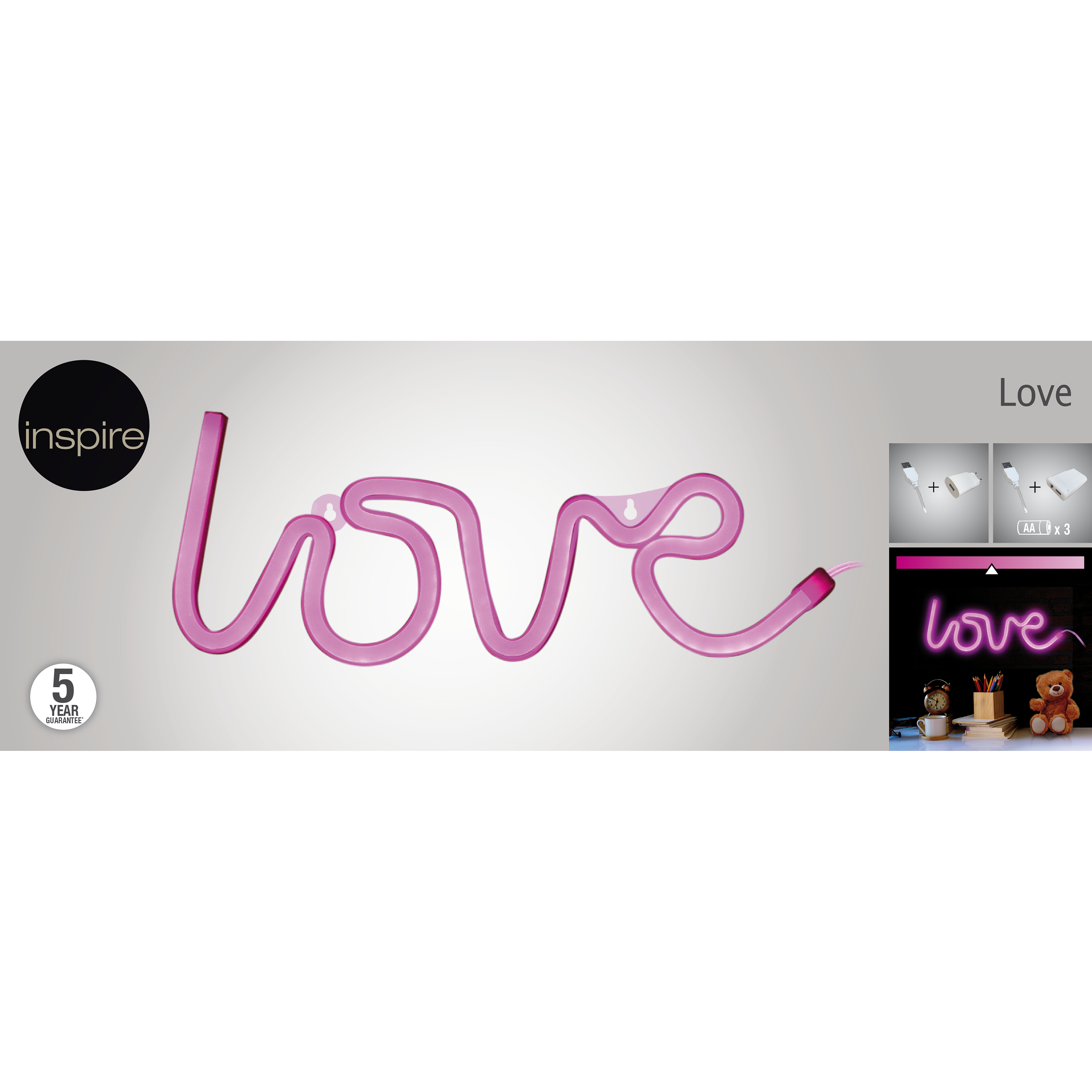 Lampe néon, LED, blanc, Love, INSPIRE - 7