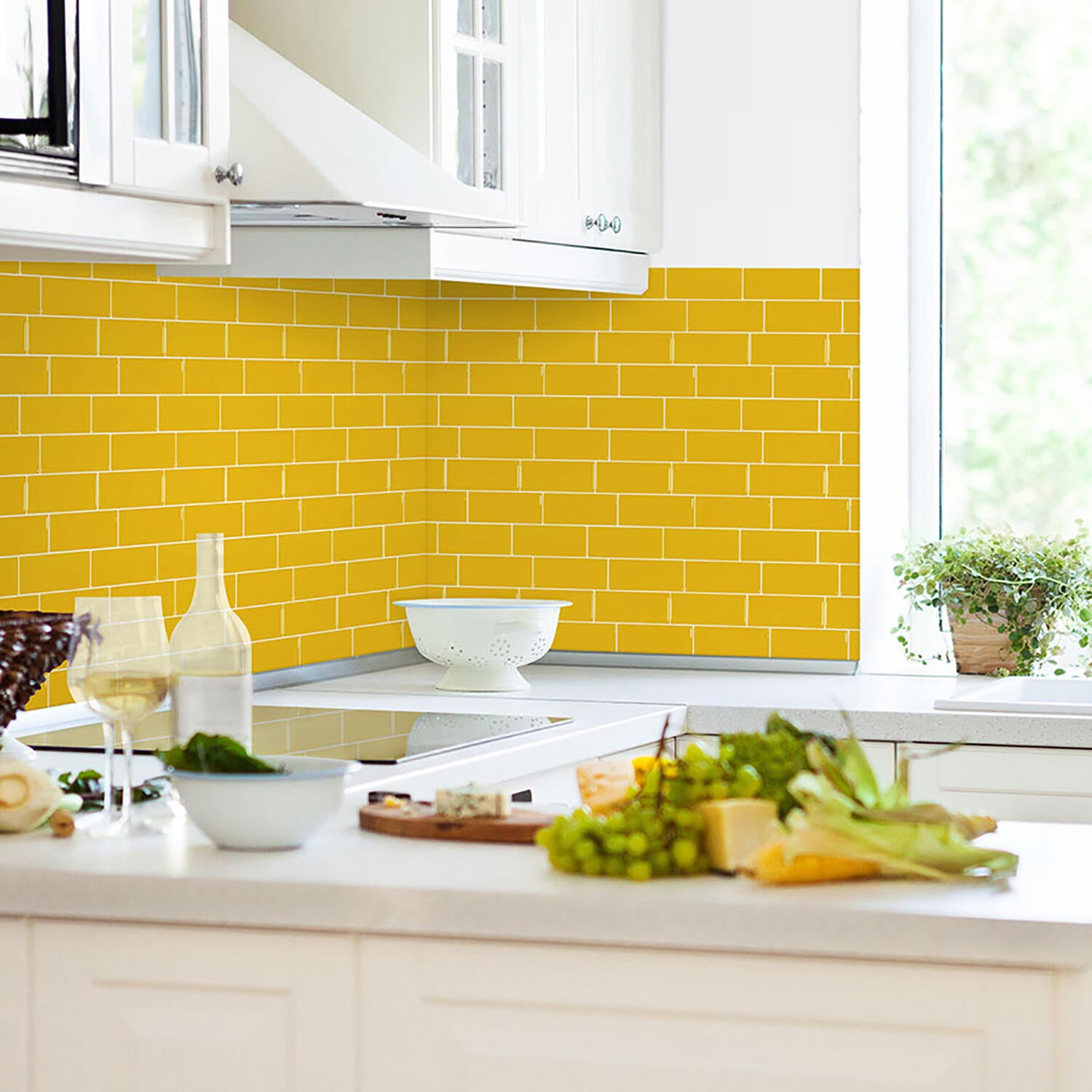 Kiwistar Adesivi Per Piastrelle 25 Pezzi – Giallo Dorato Opaco 7,5x7,5 Cm – Rinnova Cucina E Bagno