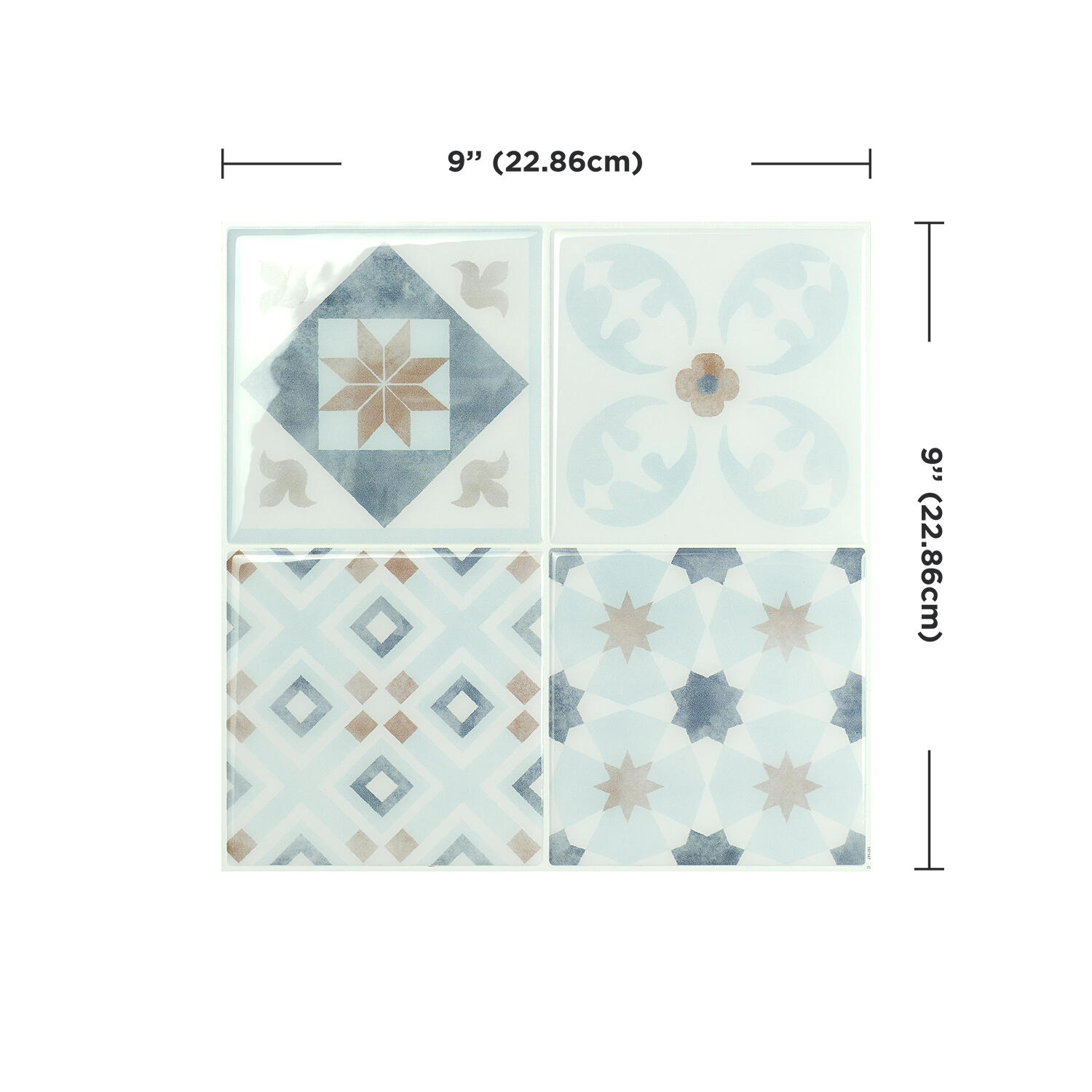 Piastrella adesiva Vintage Parma SMART TILES bianco e blu e giallo 22.86 x 22.86 cm, spessore 2 mm confezione da 4 pezzi - 6