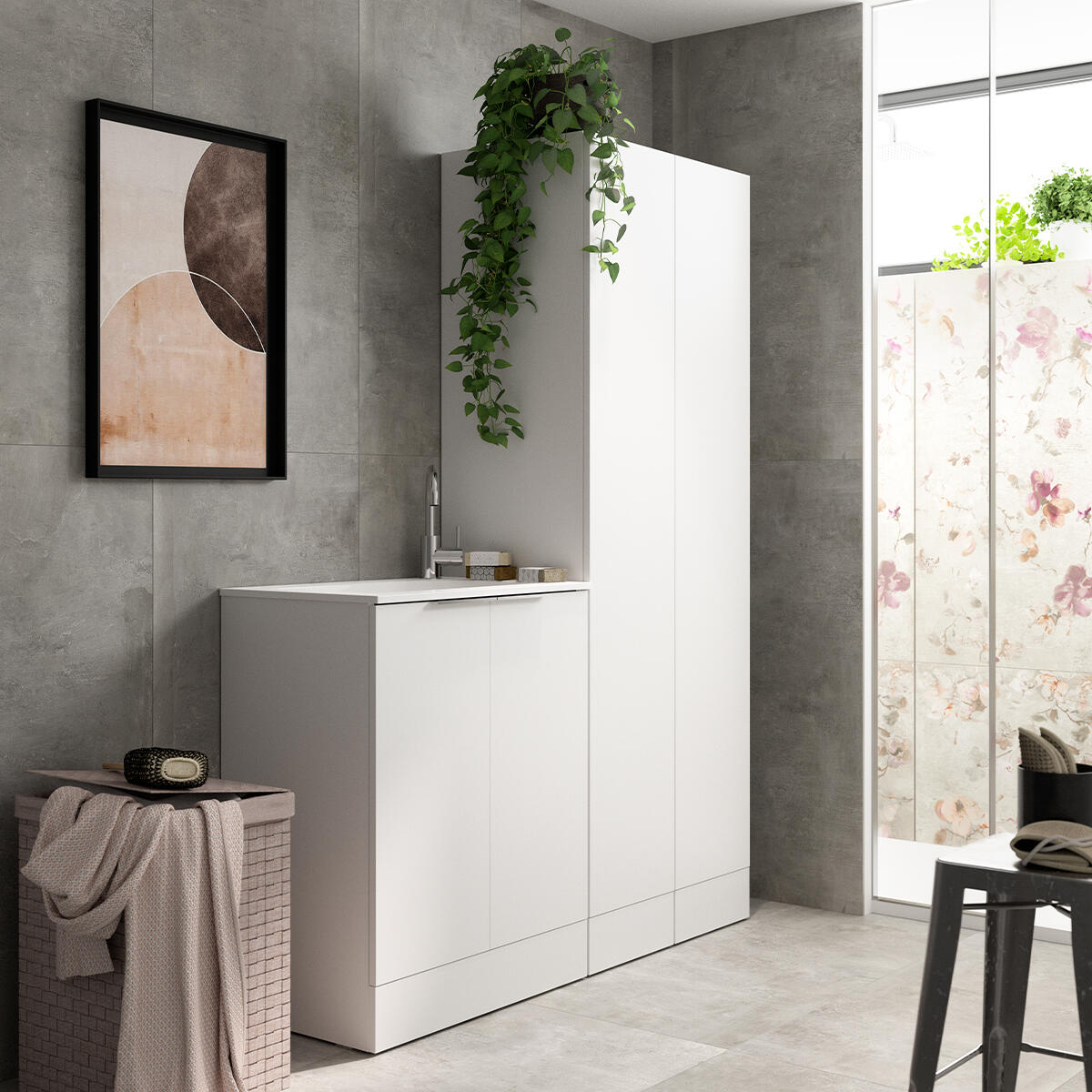 Mobile lavanderia Jnka 2 ante in truciolare bianco opaco P 45 x L 70 x H 89 cm - 8