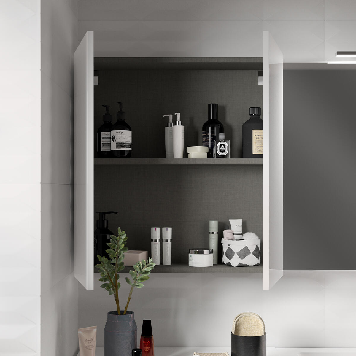 Pensile bagno Jnka bianco opaco in truciolare SENSEA, 2 ante apertura da destra e sinistra P 20 x L 70 x H 75 cm - 3