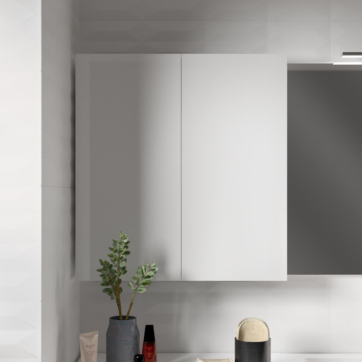 Pensile bagno Jnka bianco opaco in truciolare SENSEA, 2 ante apertura da destra e sinistra P 20 x L 70 x H 75 cm - 2