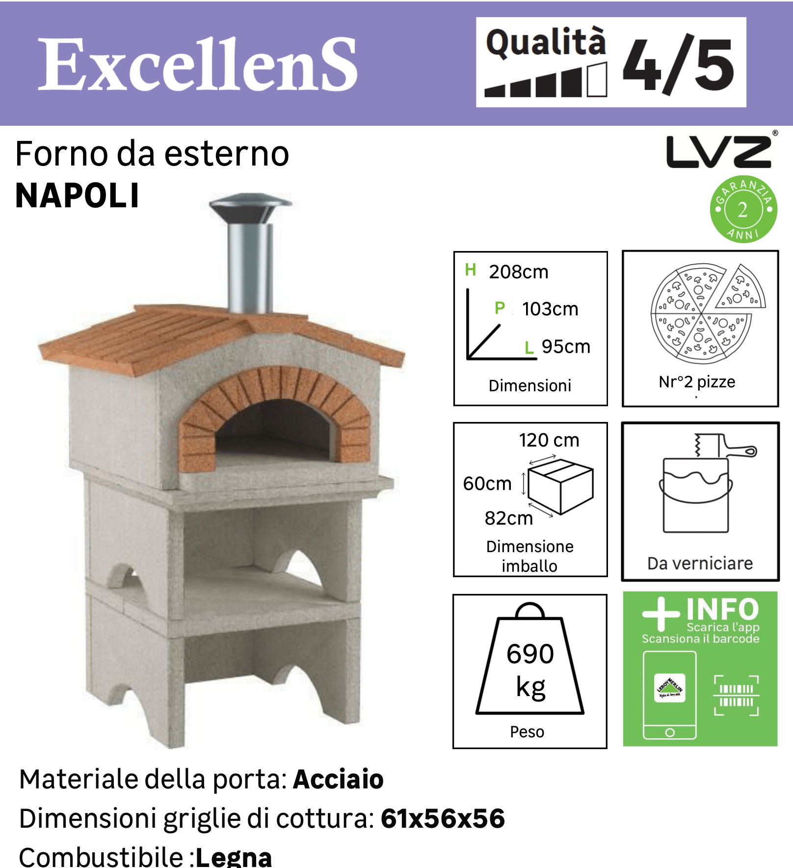Forno da esterno a legno LINEA VZ Napoli - 2