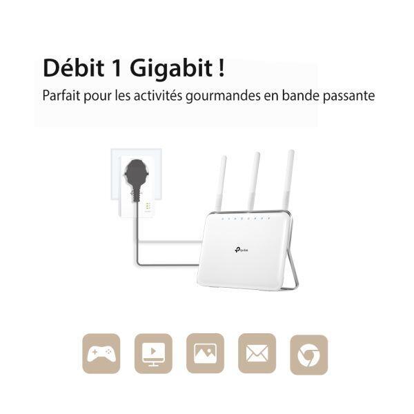 Kit 2 prises CPL AV1000 2ports ethernet et prise gigogne TL-PA7017P TP-LINK
 - 1
