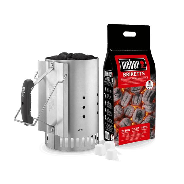 Ciminiera d'accensione WEBER H 31.6 cm , Ø 19 cm incluso 2Kg bricchetti + 3 cubetti