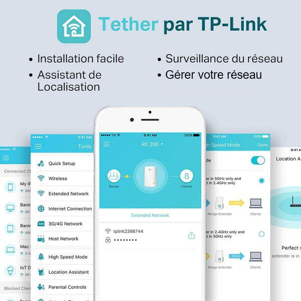 Répéteur WiFi AC750 bi-bande TP-LINK
 - 5