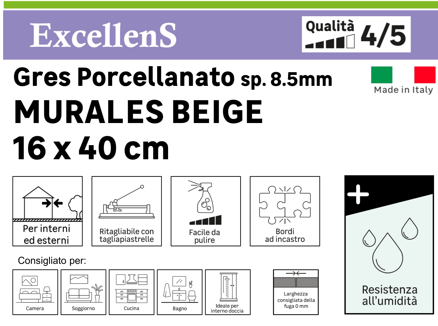 Rivestimento decorativo in gres porcellanato Murales beige da interno / esterno 0.9 m² - 6