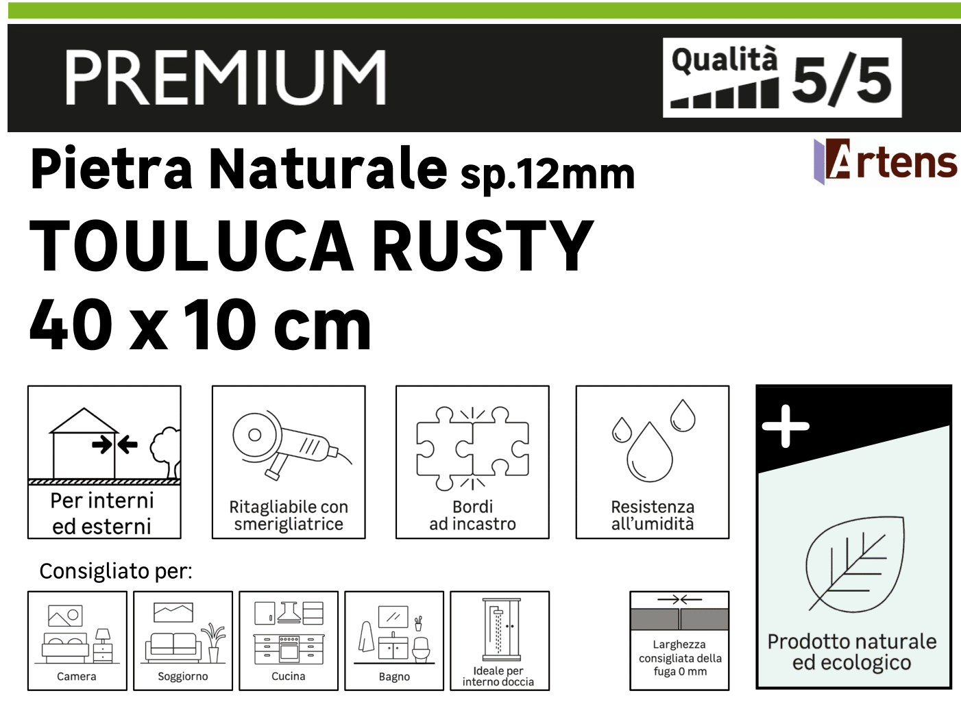 Rivestimento decorativo in pietra Toluca multicolore da interno / esterno 0.54 m² - 14
