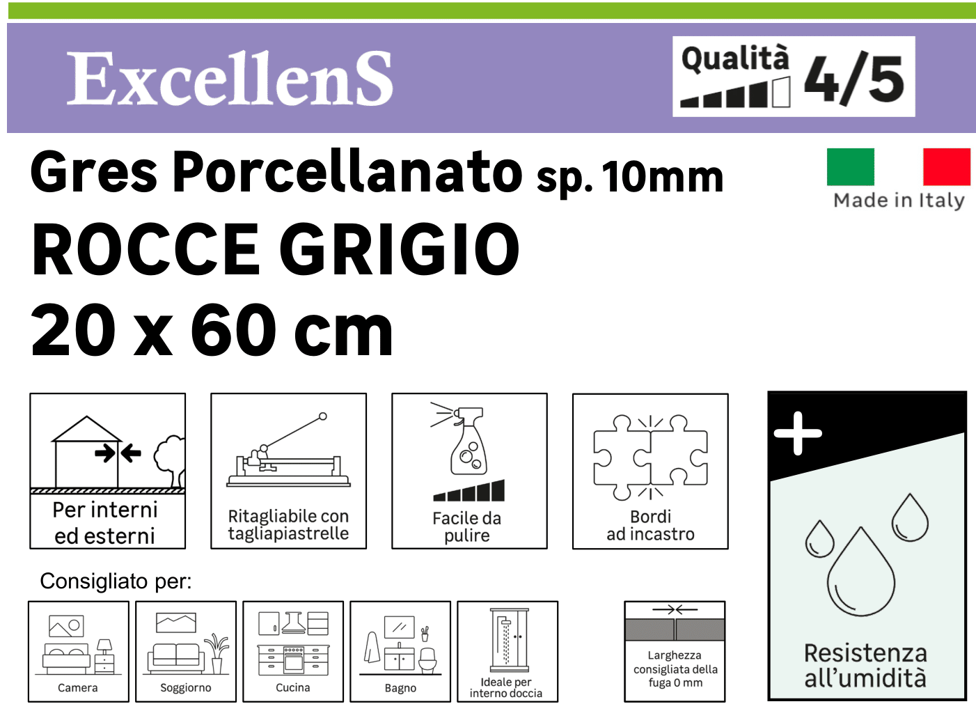 Rivestimento decorativo in gres porcellanato Rocce grigio da interno / esterno 0.84 m² - 5