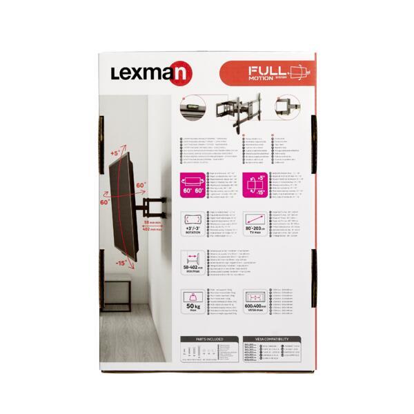Support mural TV orientable déporté 80'max, charge maximale 50 kg, LEXMAN - 6