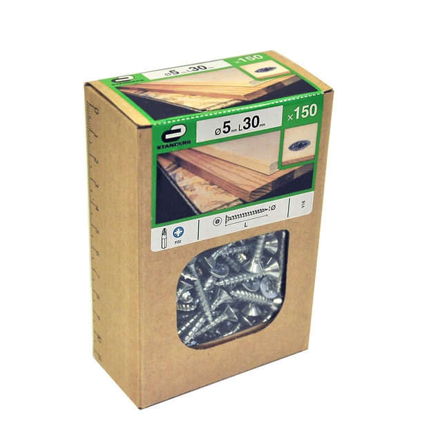 150 vis acier tête fraisée pozidriv STANDERS, Ø5 x L.30 mm