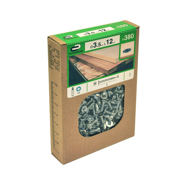 380 vis acier tête fraisée pozidriv STANDERS, Ø3.5 x L.12 mm