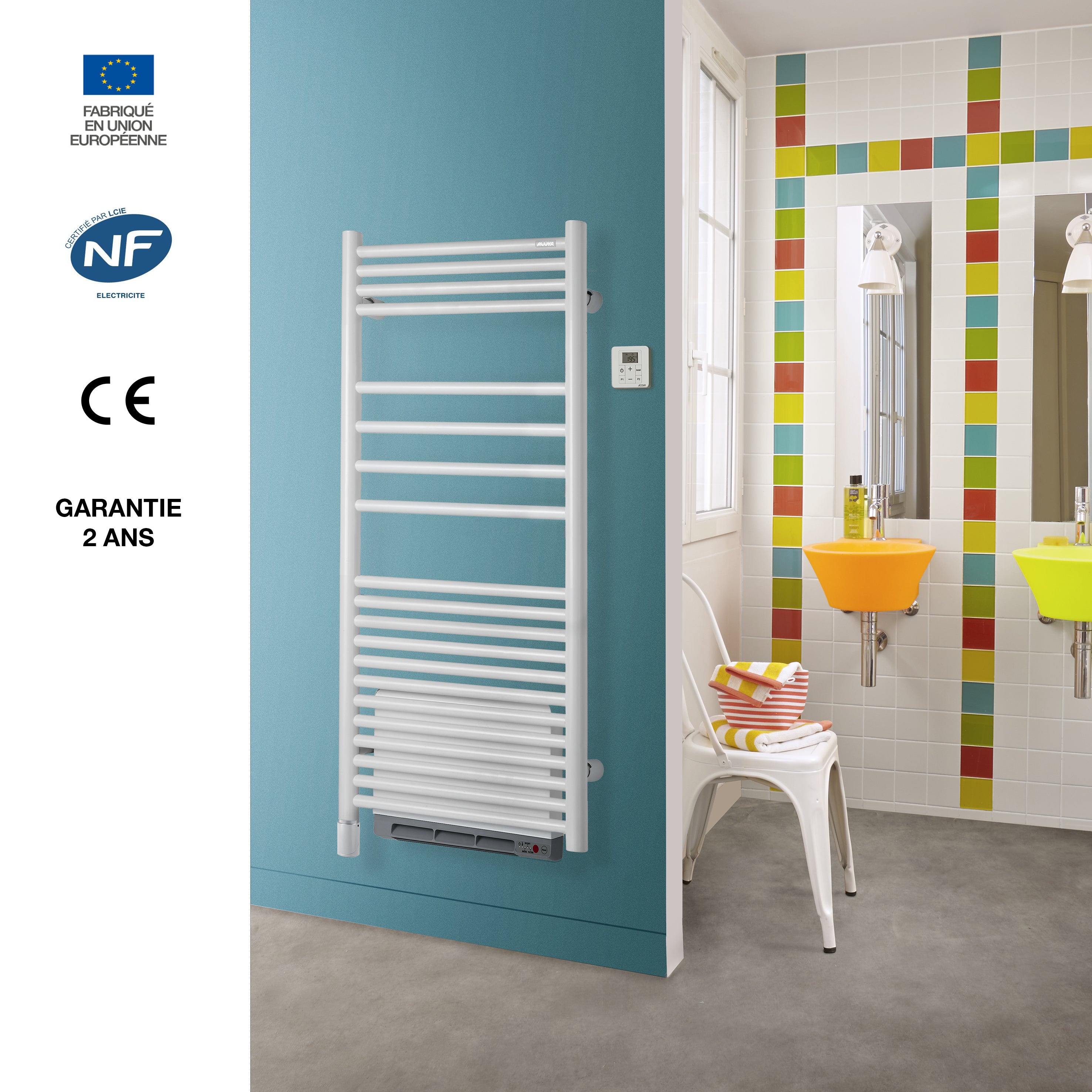 Sèche-serviettes électrique avec soufflerie ACOVA Angora air 500 + 1000W - 7