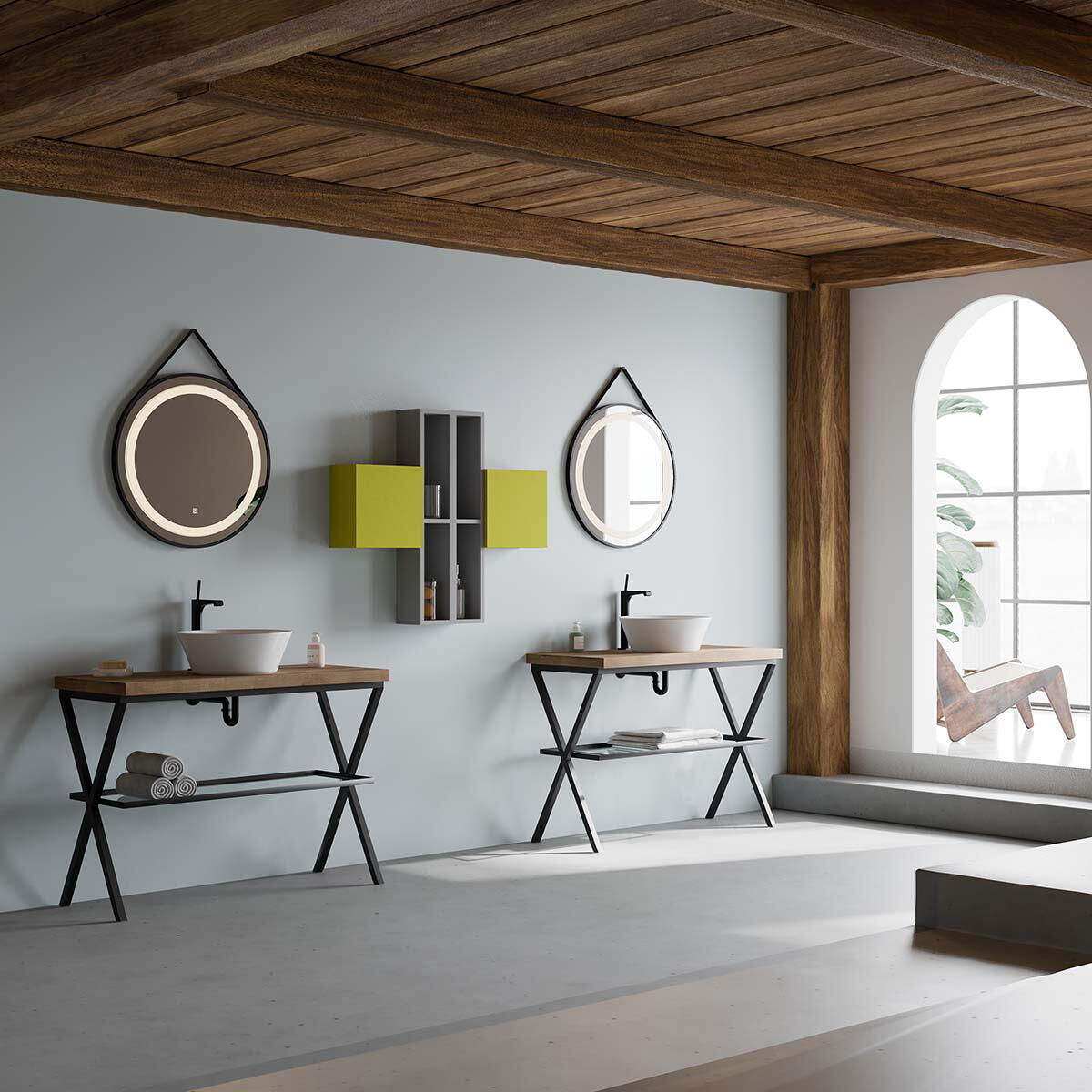 Mensola per bagno in acciaio Kros L 100 x P 46 x H 72 cm - 4