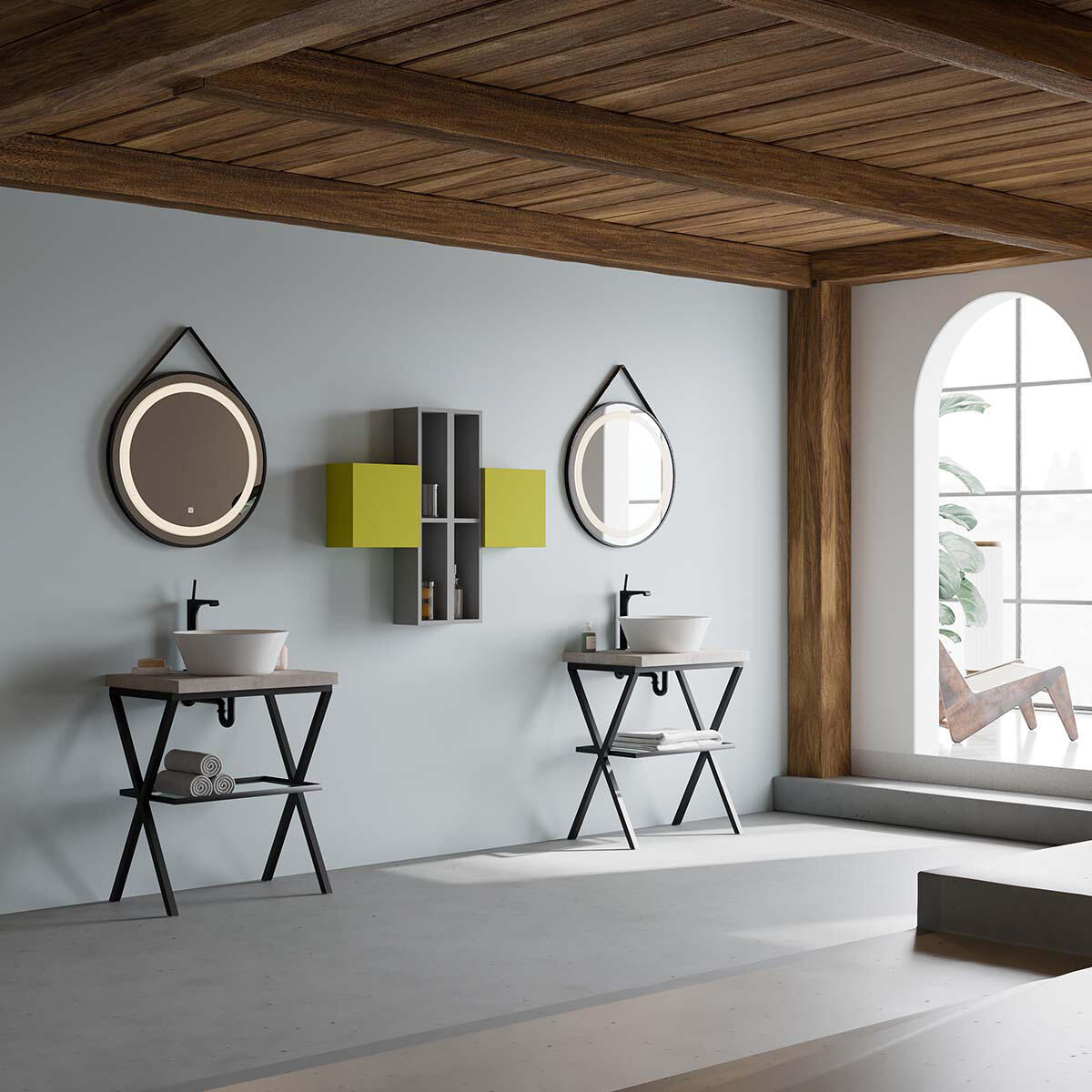 Mensola per bagno in acciaio Kros L 60 x P 46 x H 72 cm - 2