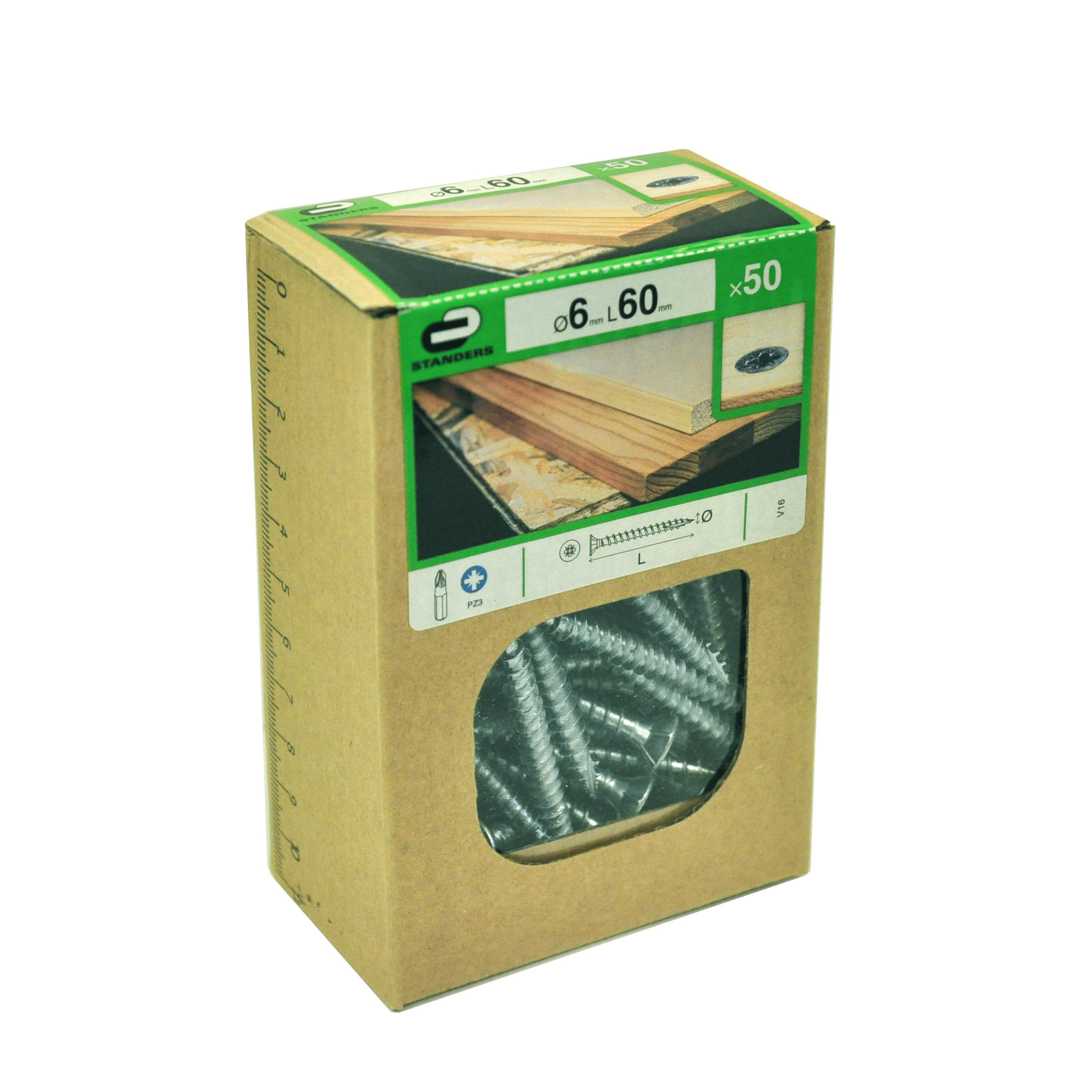 50 vis acier tête fraisée pozidriv STANDERS, Ø6 x L.60 mm - 5