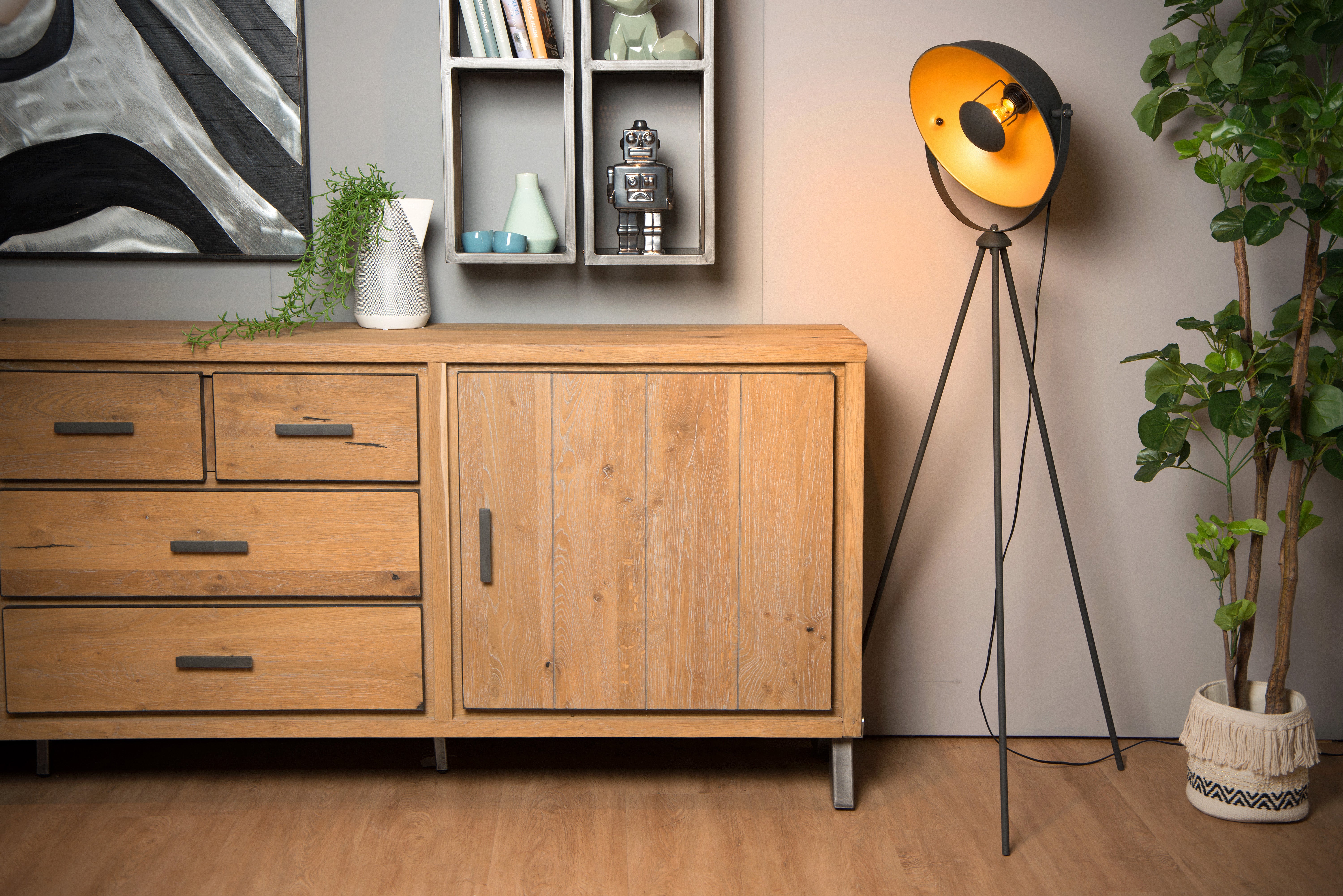 Lampadaire Alvaro, acier, noir,  H.149.5 cm, E27 - 3