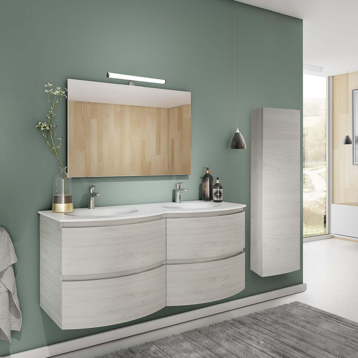 Colonna per mobile bagno Armonia 1 anta P 16 x L 33 x H 140 cm rovere nordico laccato legno - 2