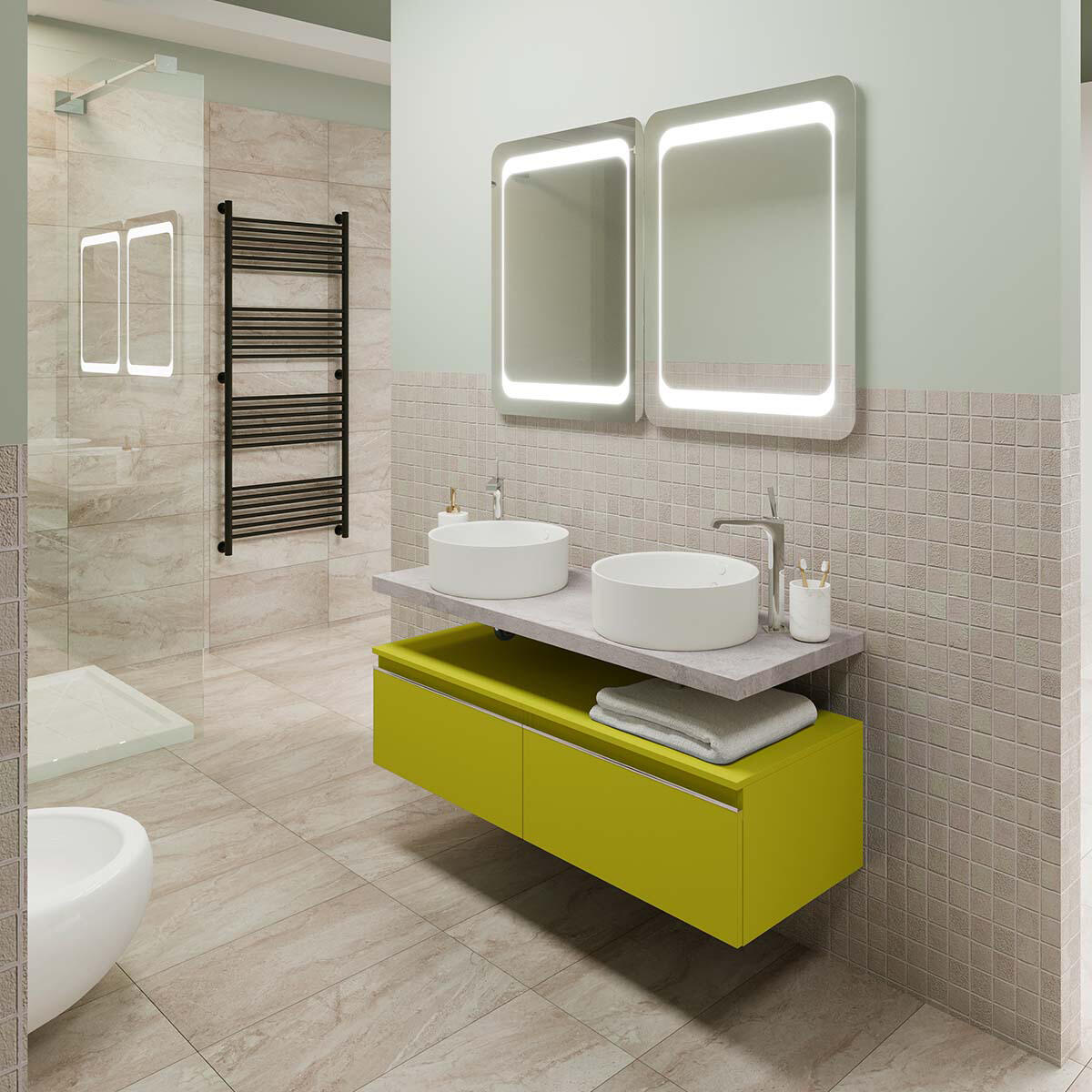 Top per lavabo Kros L 120 x H 4 x P 46 cm beton truciolare - 2