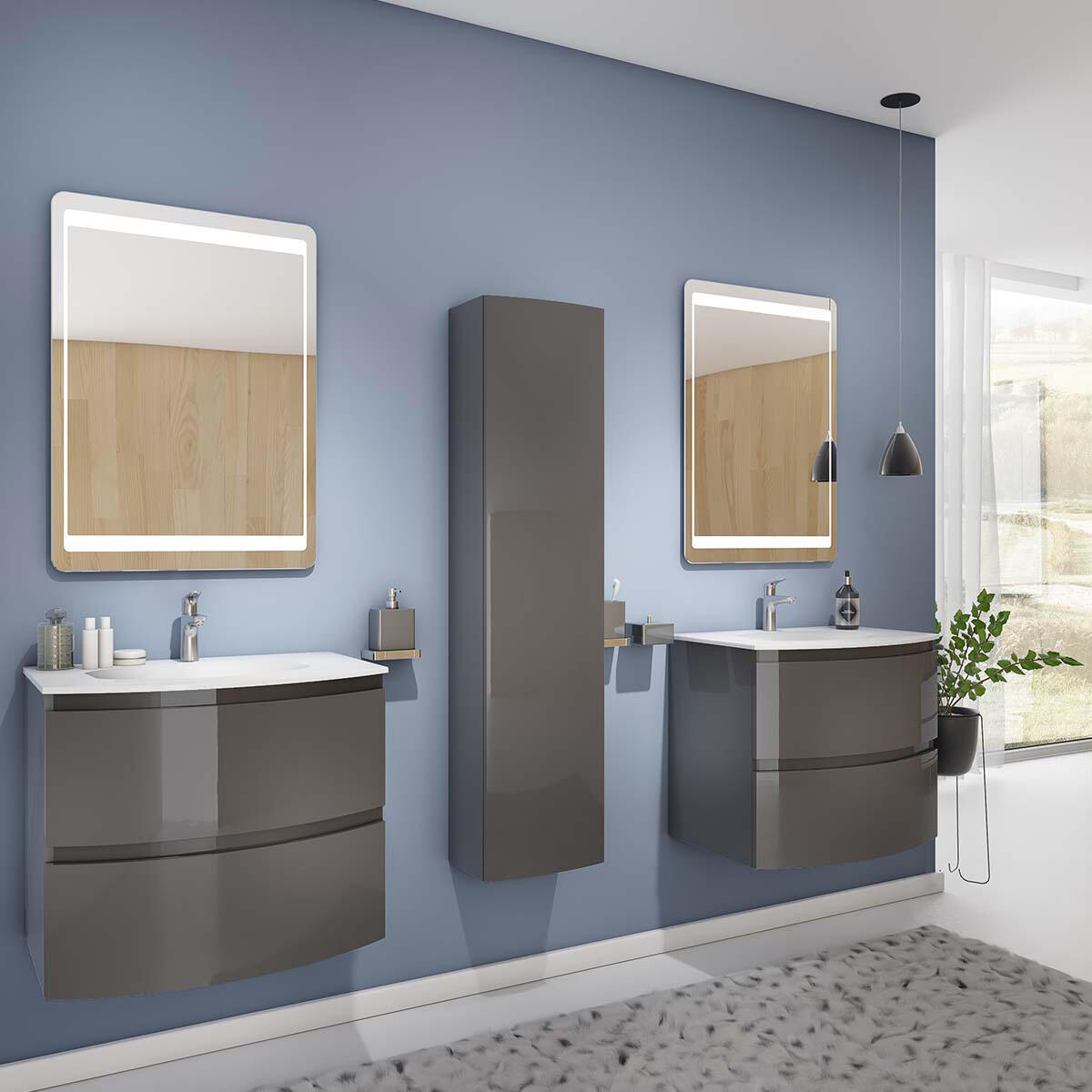 Colonna per mobile bagno Armonia 1 anta P 16 x L 33 x H 140 cm grigio scuro mdf - 2