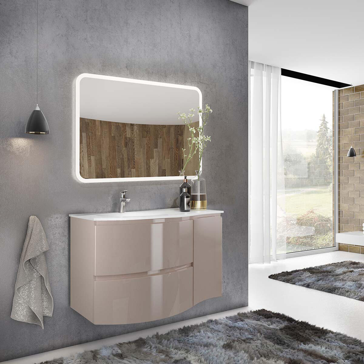 Lavabo a incasso rettangolare Armonia L 105 x H 14 x P 46 cm in resina bianco lucido - 3