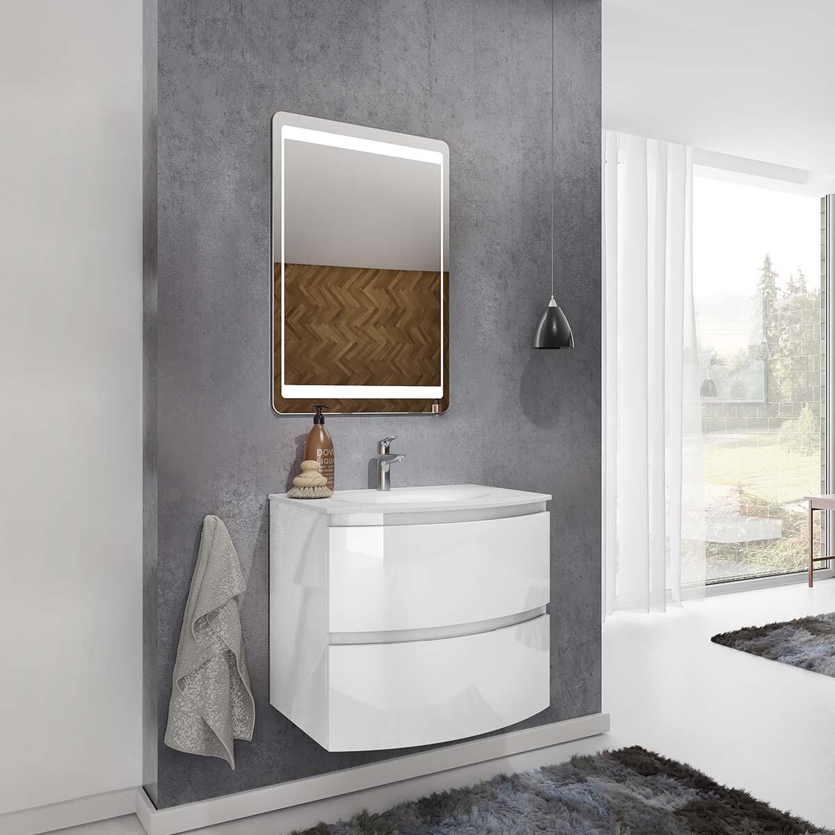 Lavabo a incasso rettangolare Armonia L 70 x H 14 x P 46 cm in resina bianco lucido - 5