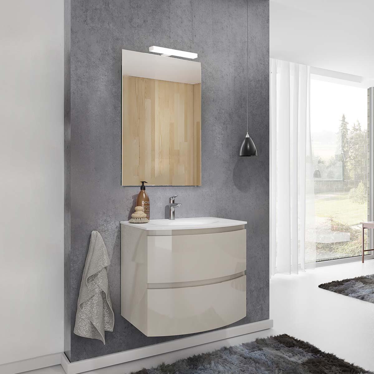 Lavabo a incasso rettangolare Armonia L 70 x H 14 x P 46 cm in resina bianco lucido - 4